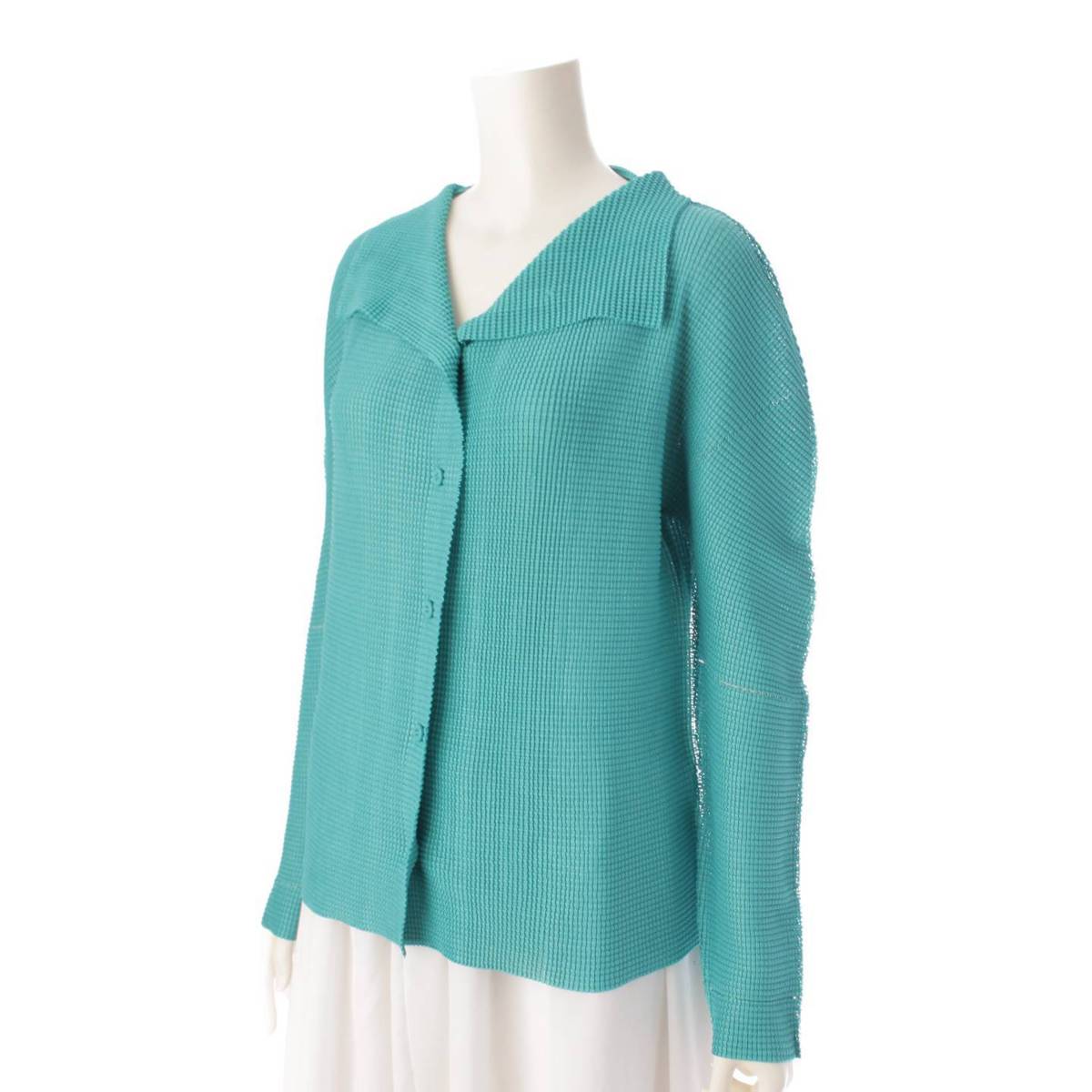 [Issey Miyake] Issey Miyake 23AW KNIT STRETCH PLEATS 1 Pleated Top Long Sleeve MI33KO923 Green [Used] [Authenticated/Genuine Product Guaranteed] 203898