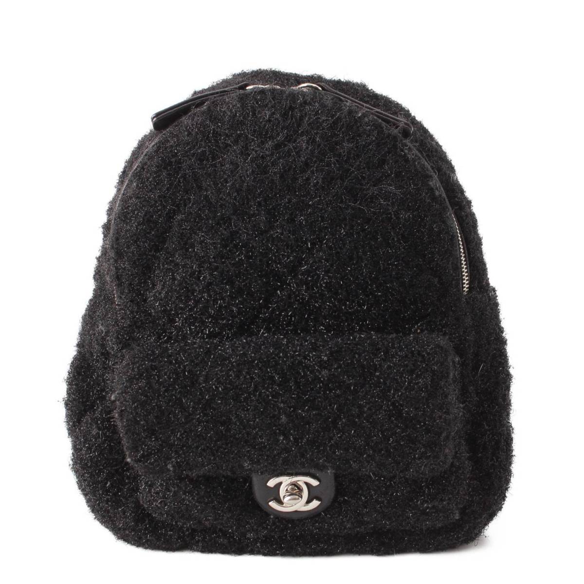 [Chanel] Chanel 24th Series Turnlock COCO Mark Pool Toe Glitter Mini Backpack Black [Used] [Authenticated and Guaranteed Authentic] 203934