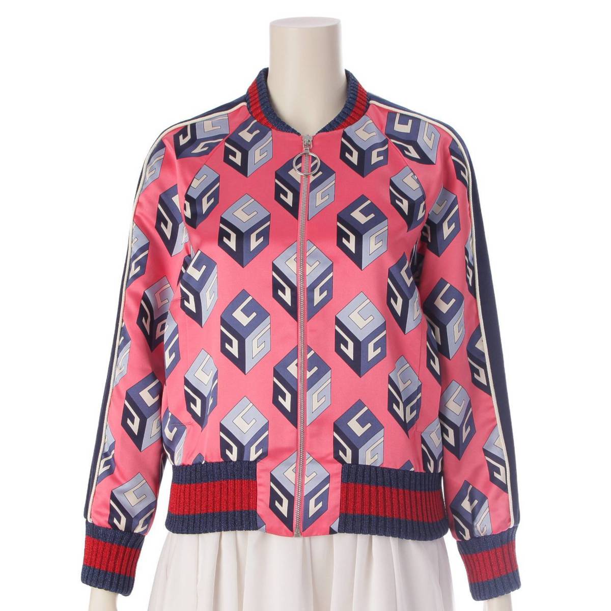 [Gucci] Gucci 16AW Silk Wallpaper Monogram Bomber Jacket Sukajan Pink 38 [Used] [Authenticated and Guaranteed Authentic] 203964