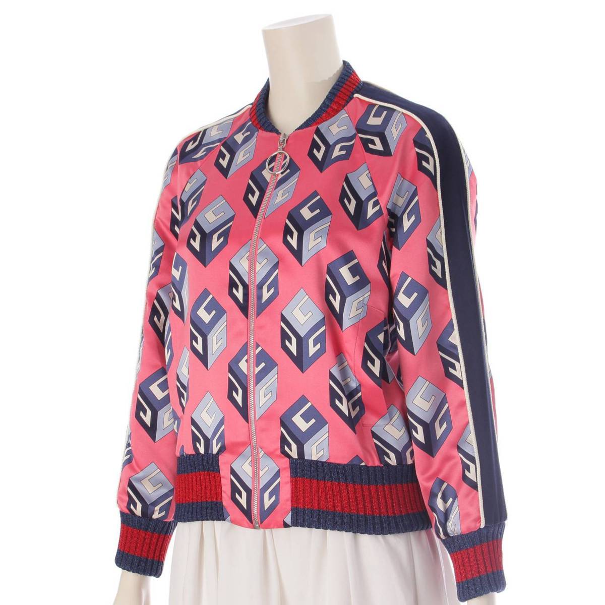 [Gucci] Gucci 16AW Silk Wallpaper Monogram Bomber Jacket Sukajan Pink 38 [Used] [Authenticated and Guaranteed Authentic] 203964