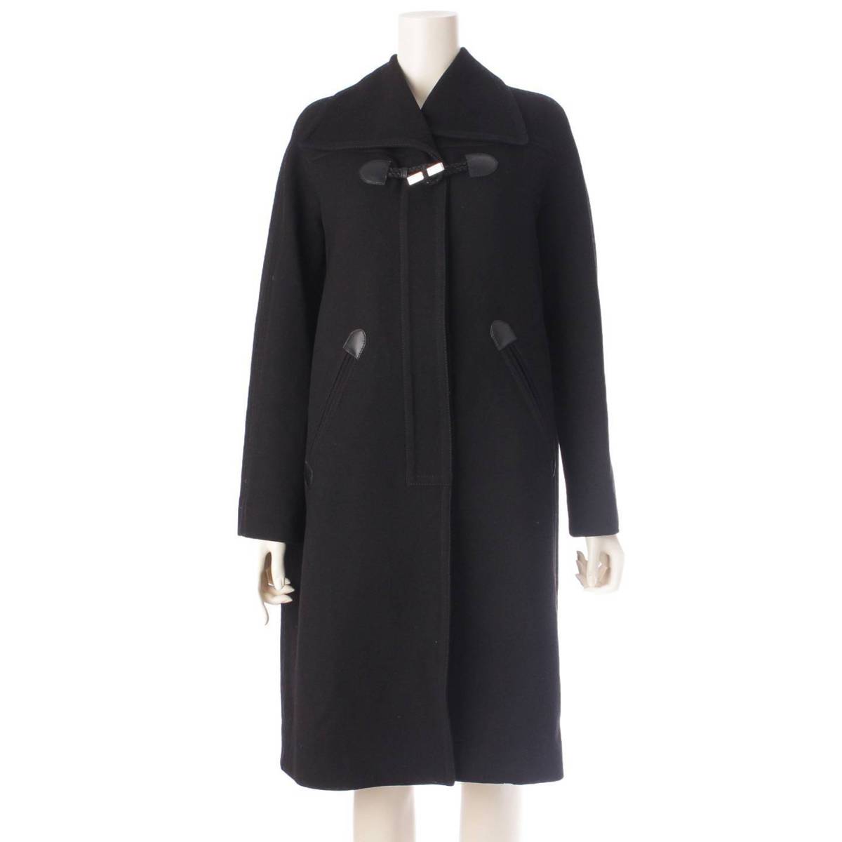 [Hermes] Hermes 2019 Wool Serie Button Long Duffle Coat Outerwear Black 34 [Used] [Authenticated and Guaranteed Authentic] 204059