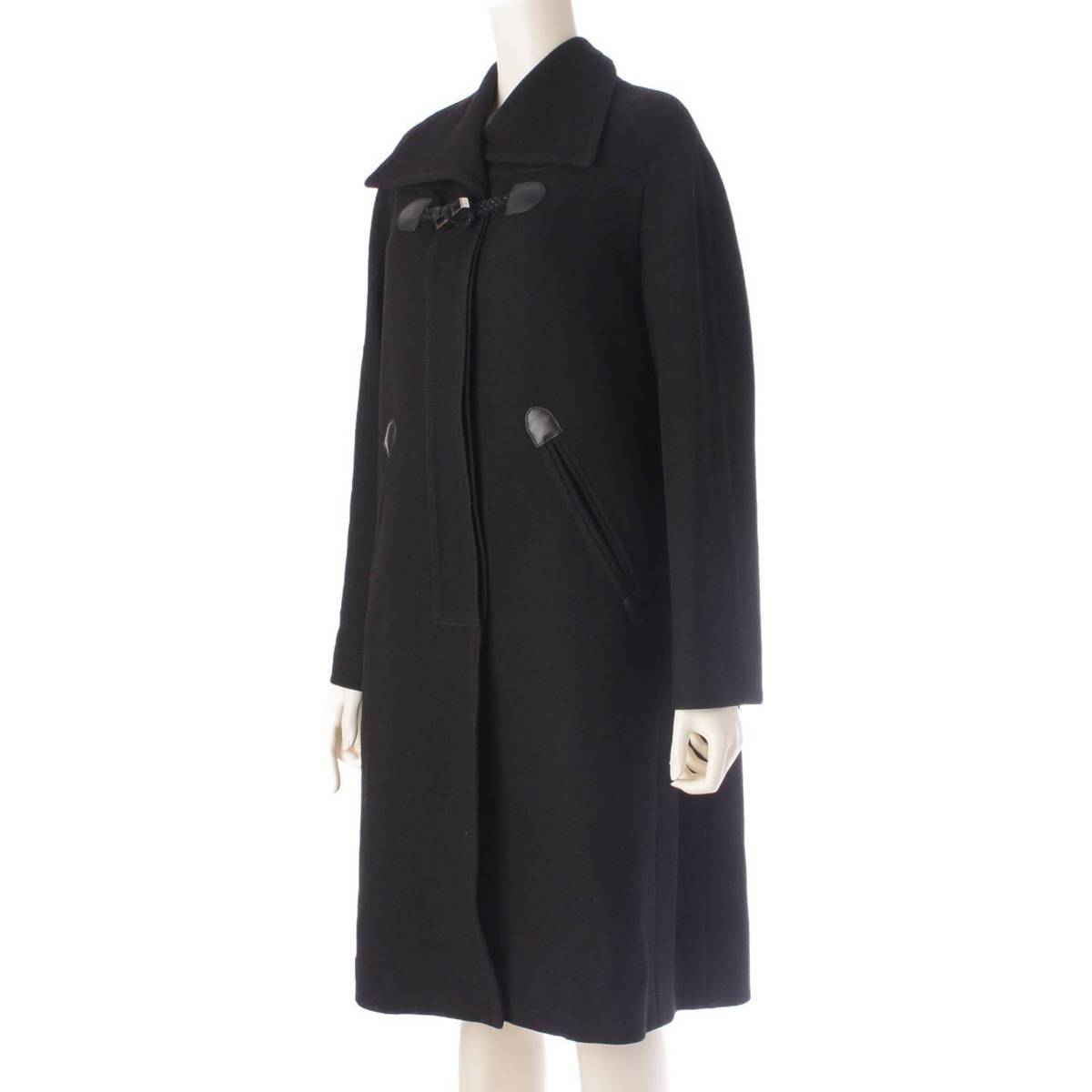 [Hermes] Hermes 2019 Wool Serie Button Long Duffle Coat Outerwear Black 34 [Used] [Authenticated and Guaranteed Authentic] 204059