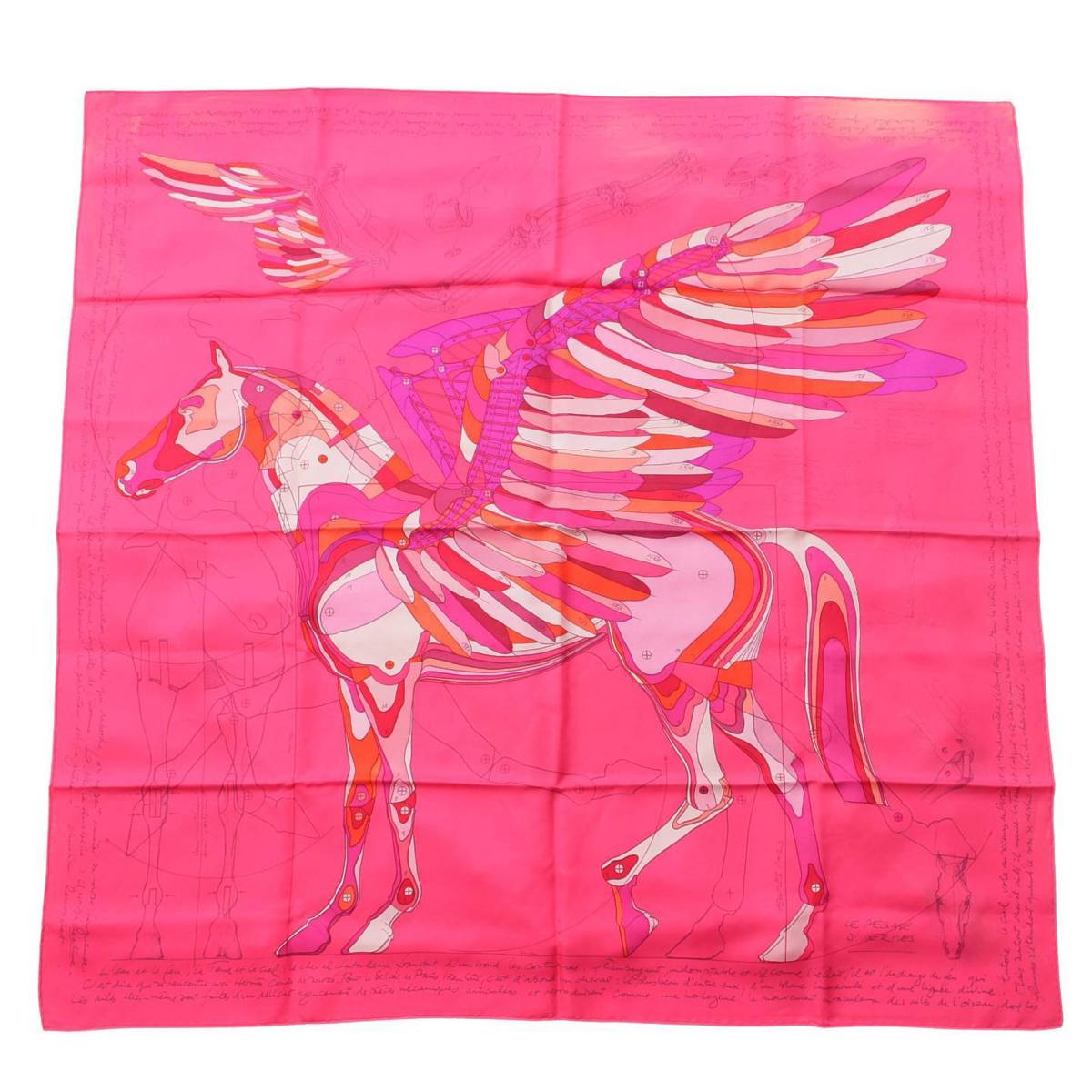 [Hermes] Hermes Carré 90 LE PEGASE D'HERMES Hermes Pegasus all-over print silk scarf pink [Used] [Authenticated and guaranteed genuine] 204187