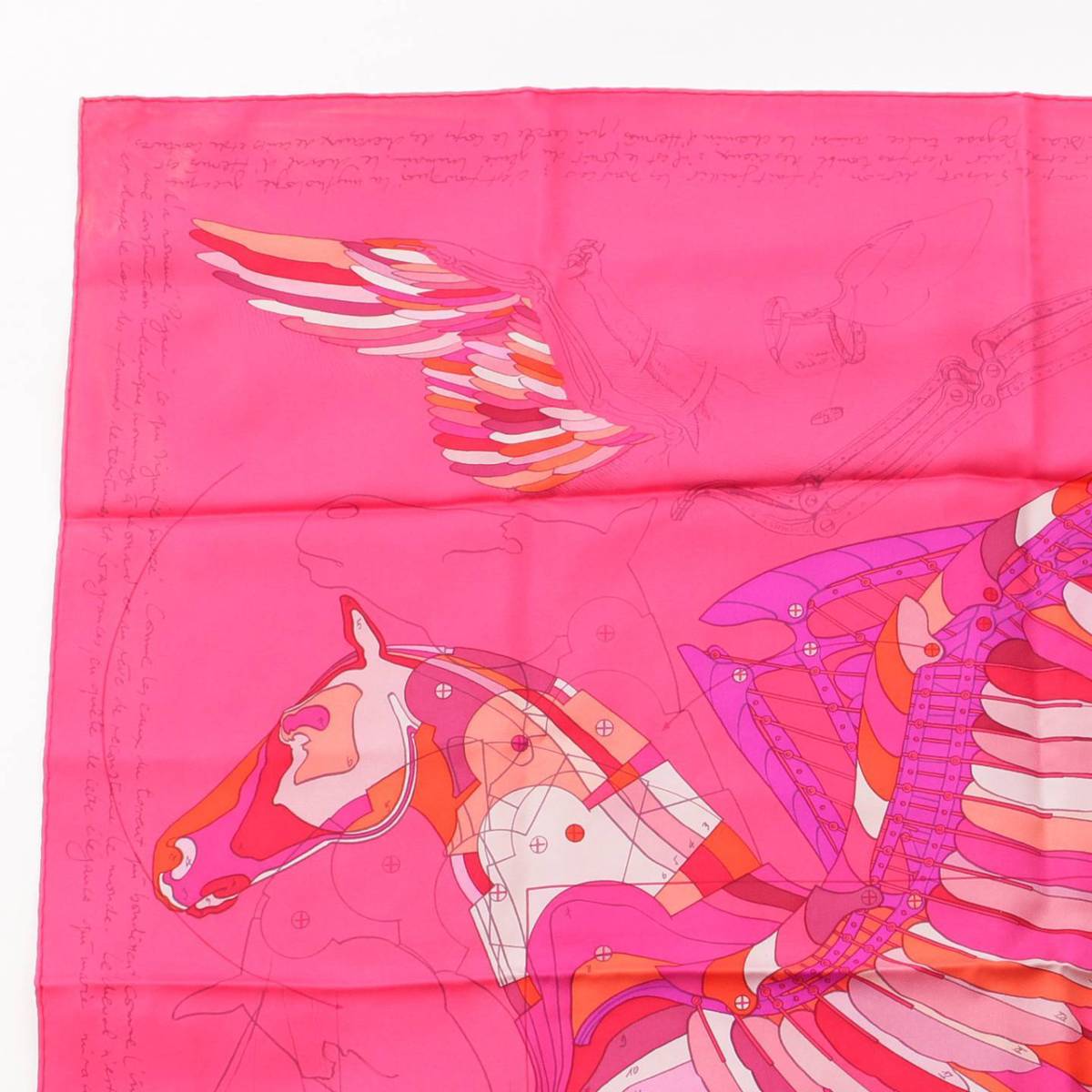 [Hermes] Hermes Carré 90 LE PEGASE D'HERMES Hermes Pegasus all-over print silk scarf pink [Used] [Authenticated and guaranteed genuine] 204187