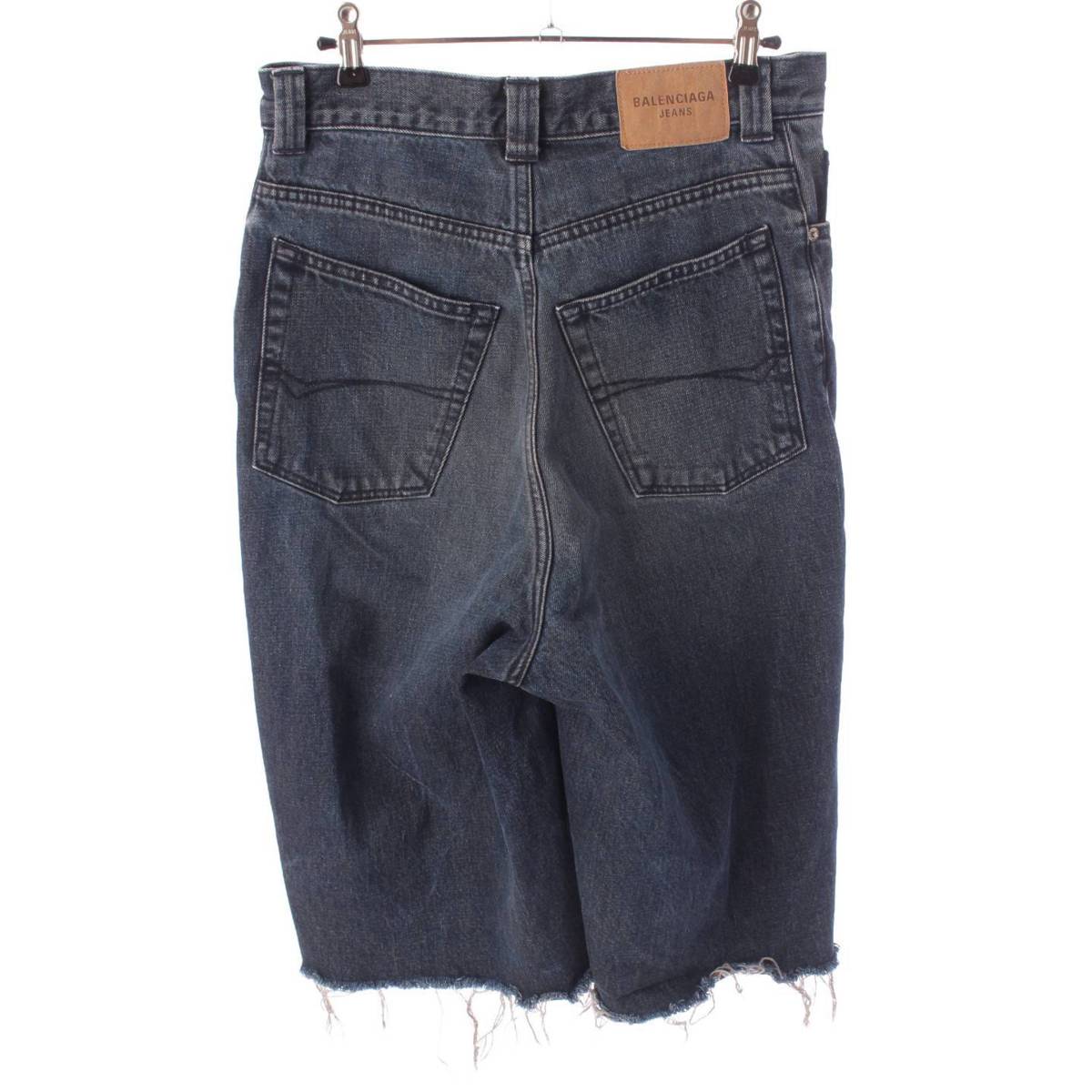 [Balenciaga] Balenciaga Cotton Denim Pants Skirt Culottes 675235 Navy 34 [Used] [Authenticated and Guaranteed Authentic] 204335