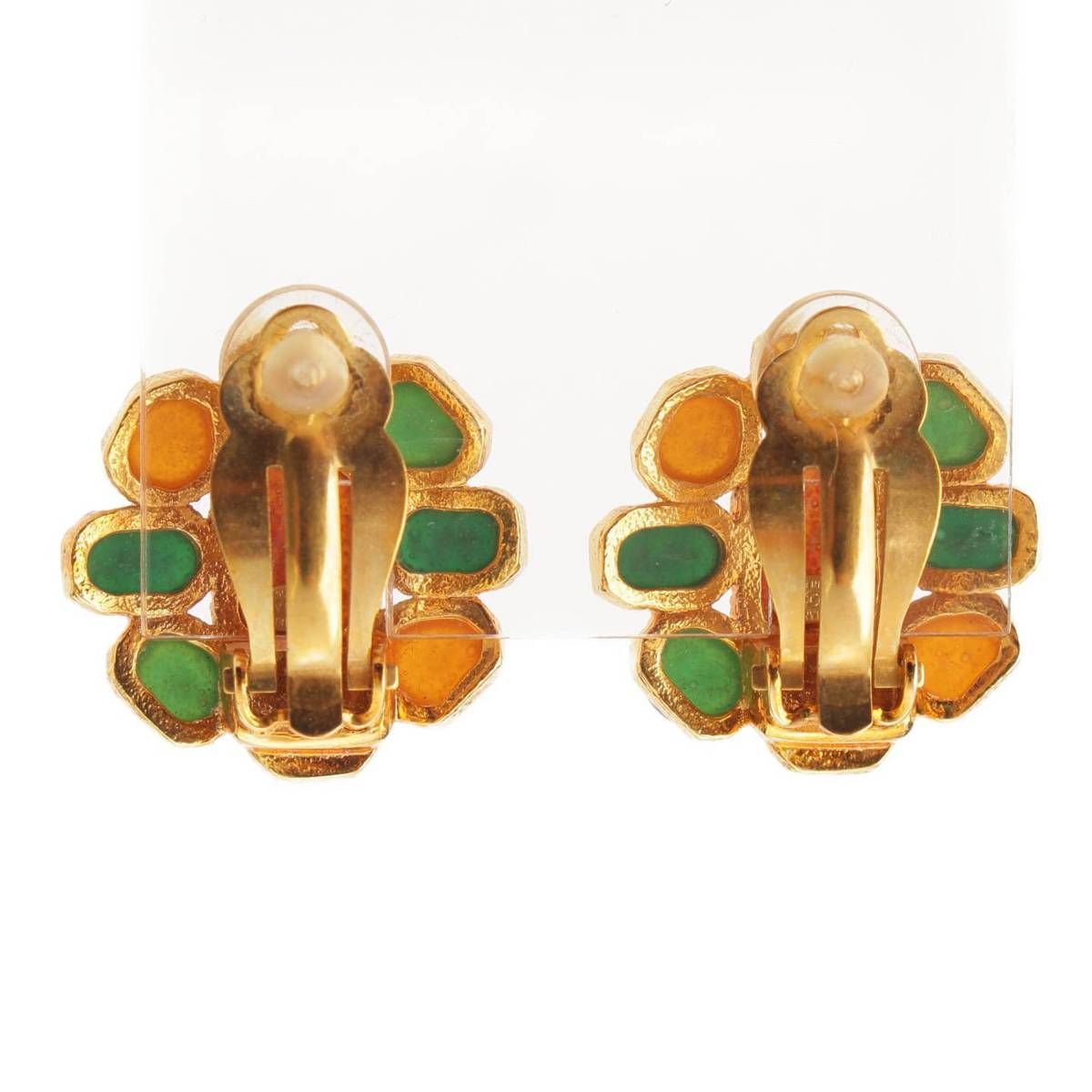 [Chanel] Chanel 96A Gripoie Color Stone Vintage Earrings Multicolor x Gold [Used] [Authenticated and Guaranteed Authentic] 204395