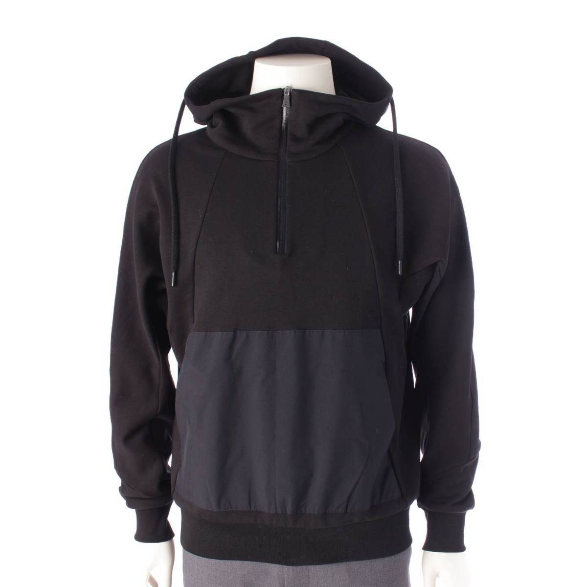 [HERNO] Herno Men's LAMINAR Cotton Sweatshirt Half-Zip Hoodie Black 42 [Used] [Authenticated and Guaranteed Authentic] 204855
