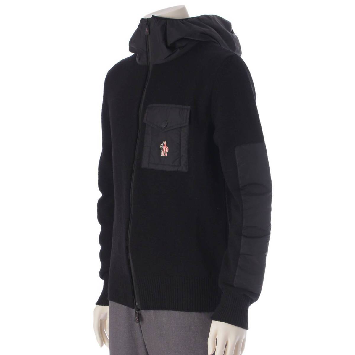 [Moncler] Moncler Grenoble Men's 22 Stand Collar Hooded Knit Parka Black M [Used] [Authenticated and Guaranteed Authentic] 204891
