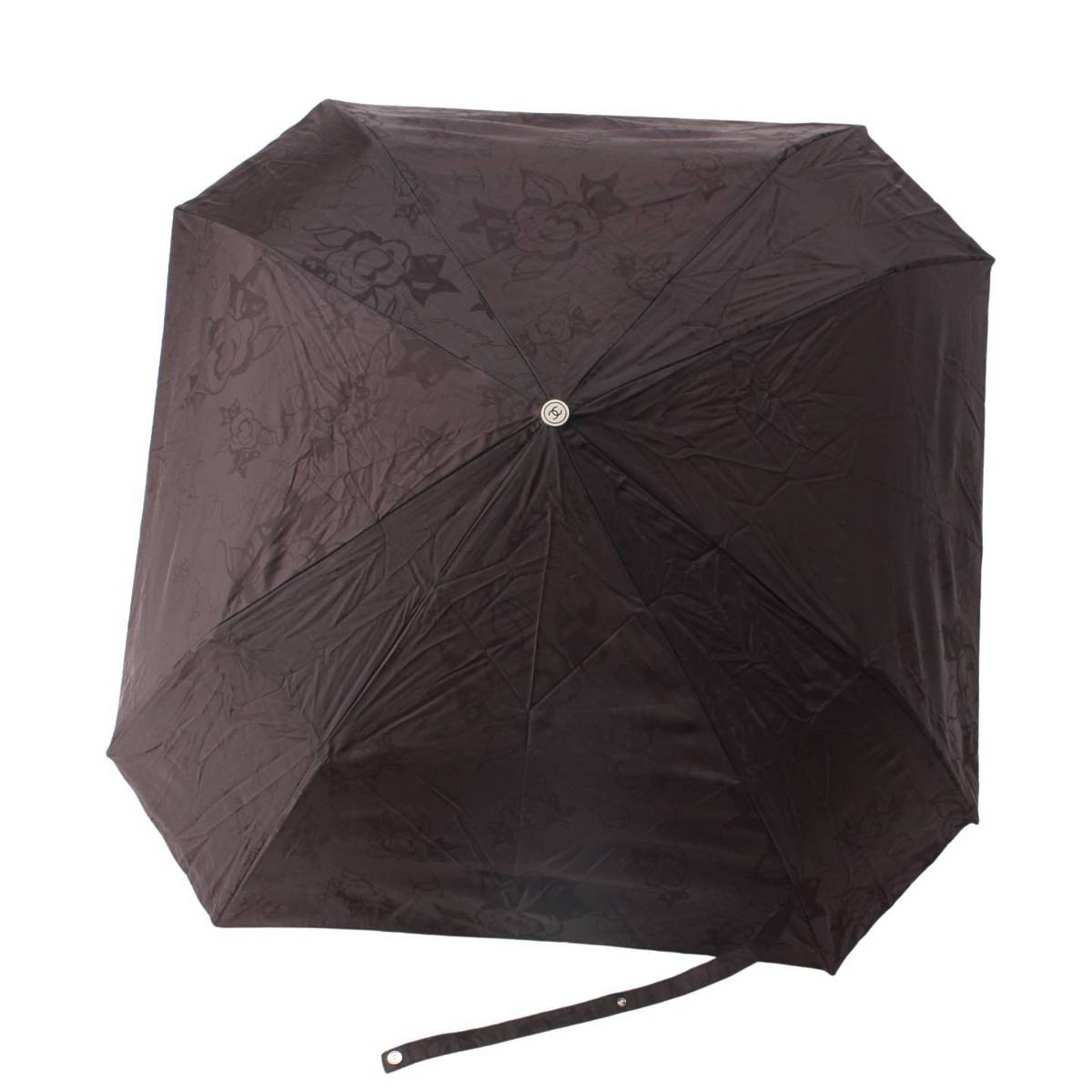 [Chanel] Chanel COCO Mark Camellia Icon Square Umbrella Jump-style Folding Umbrella Black [Used] [Authenticated and Guaranteed Authentic] 204957