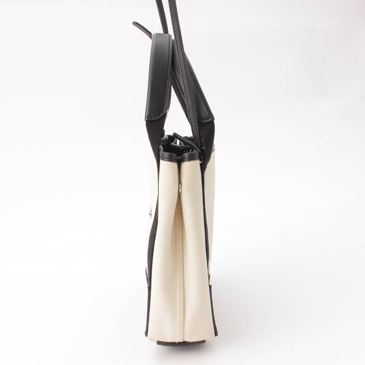 [Balenciaga] Balenciaga Navy Cabas XS Canvas 2-way Tote Bag 390346 White x Black [Used] [Authenticated and Guaranteed Authentic] 205060