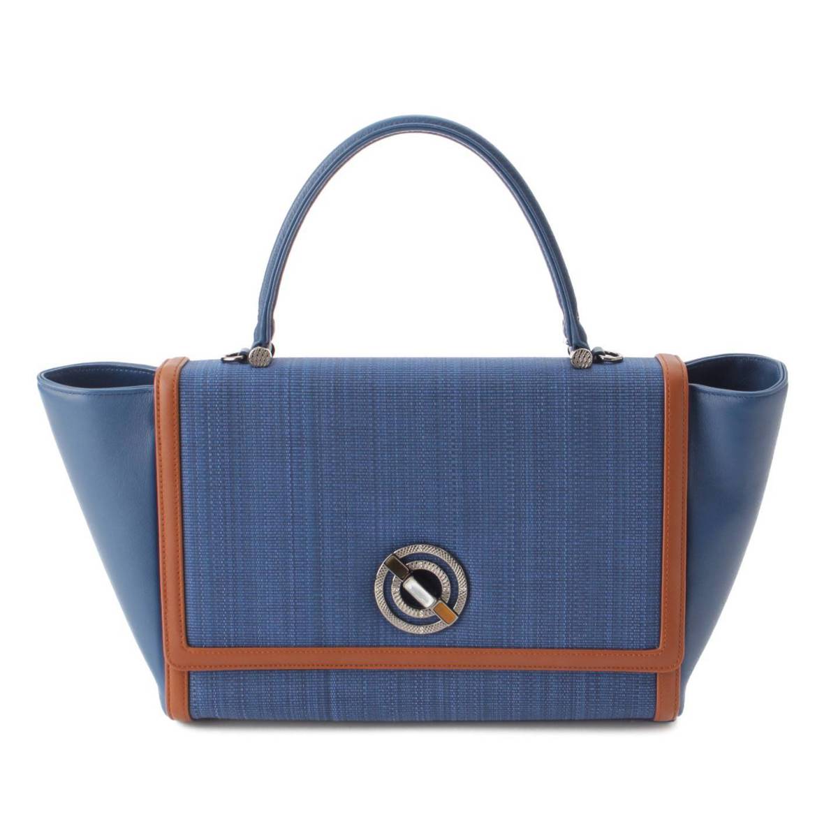 COMTESSE Horsehair Leather Flap Over Handbag C007608 Pitti Blue Pony