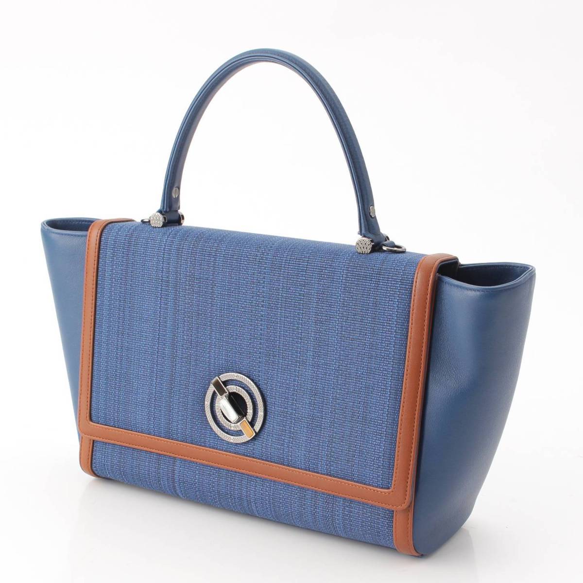 COMTESSE Horsehair Leather Flap Over Handbag C007608 Pitti Blue Pony