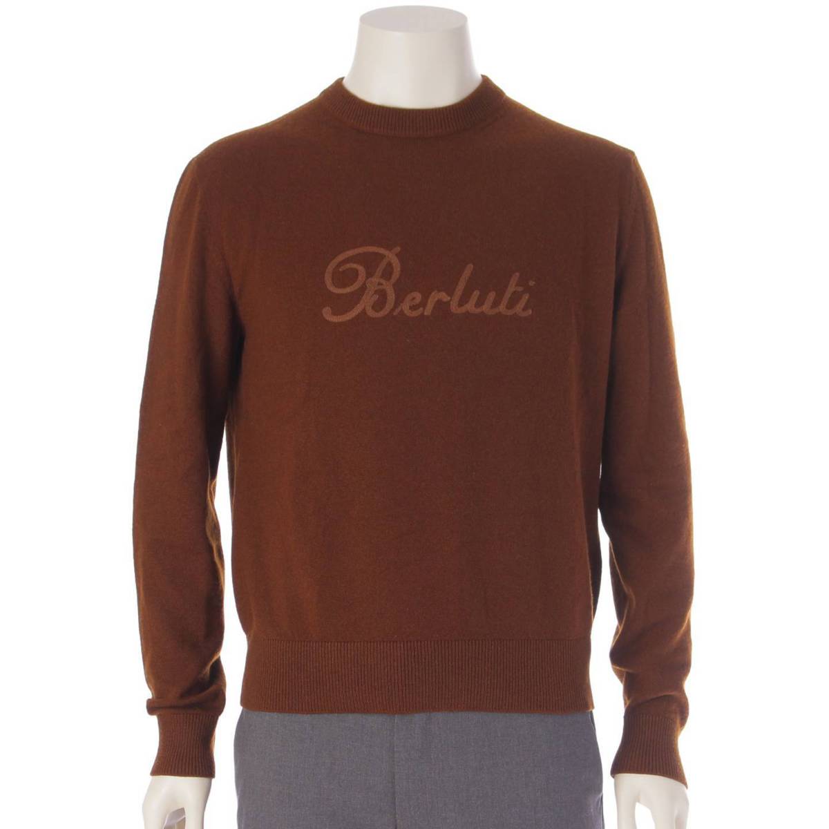 [Berluti] Berluti Men's Cashmere Crew Neck Embroidered Knit Sweater Top Brown XS [Used] [Authenticated and Guaranteed Authentic] 205355