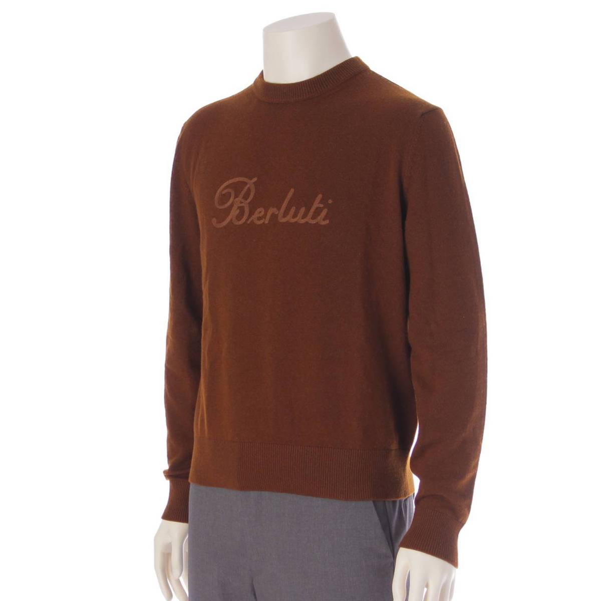 [Berluti] Berluti Men's Cashmere Crew Neck Embroidered Knit Sweater Top Brown XS [Used] [Authenticated and Guaranteed Authentic] 205355