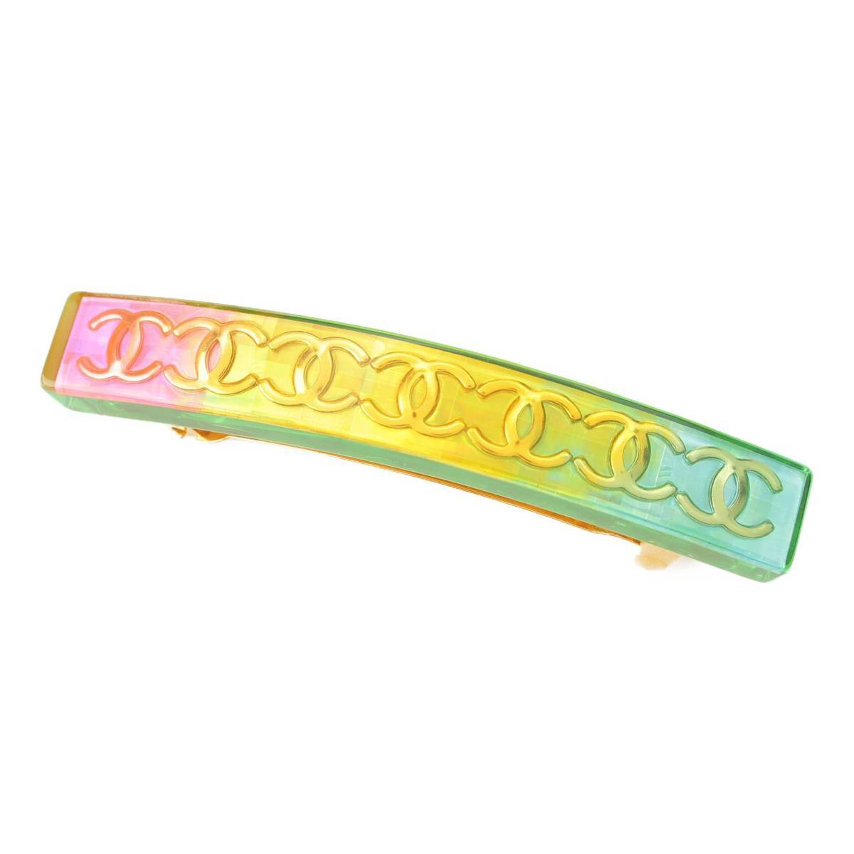 [Chanel] Chanel 97P COCO Mark Clear Rainbow Barrette Hair Accessory Multicolor [Used] [Authenticated/Genuine Product Guaranteed] 205574