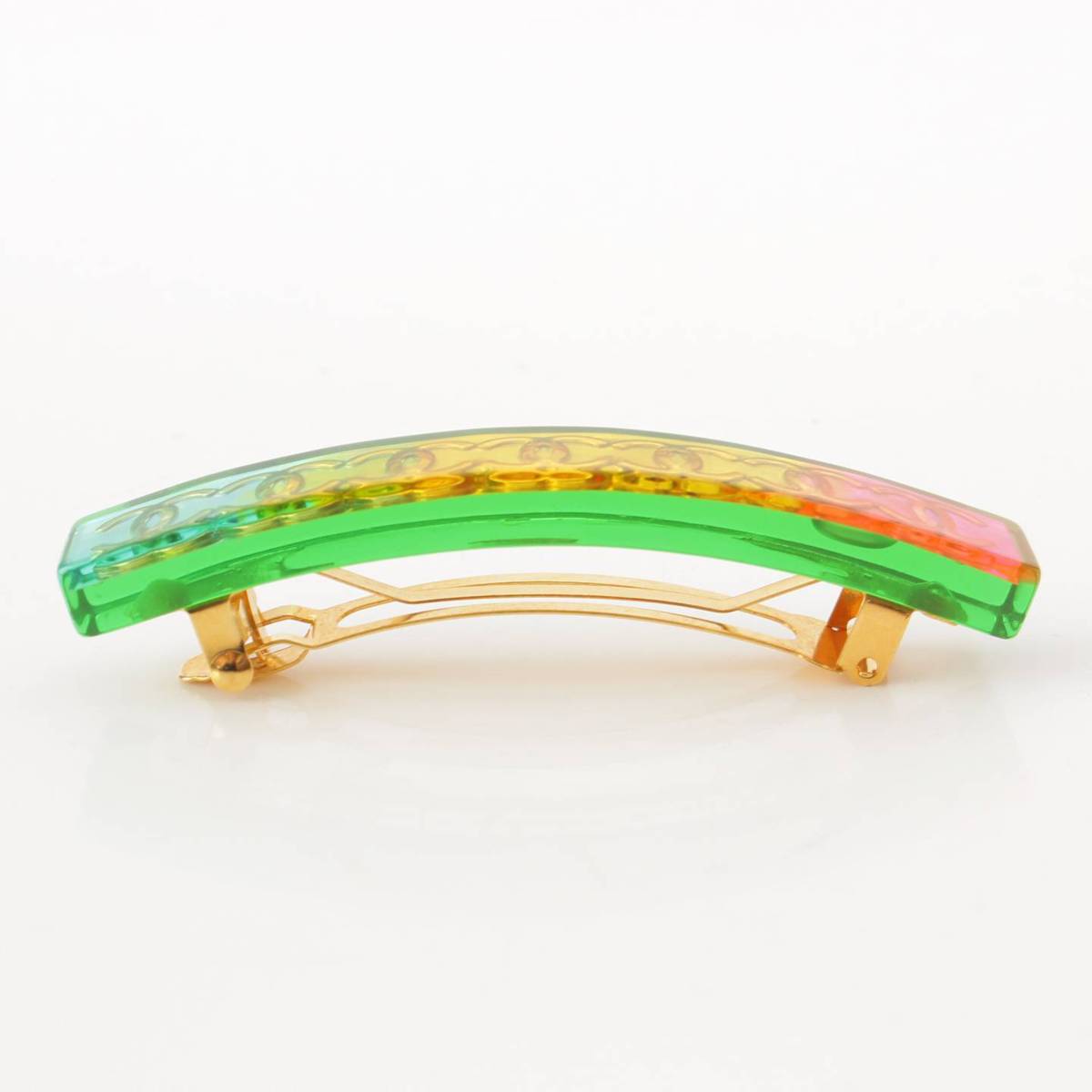 [Chanel] Chanel 97P COCO Mark Clear Rainbow Barrette Hair Accessory Multicolor [Used] [Authenticated/Genuine Product Guaranteed] 205574