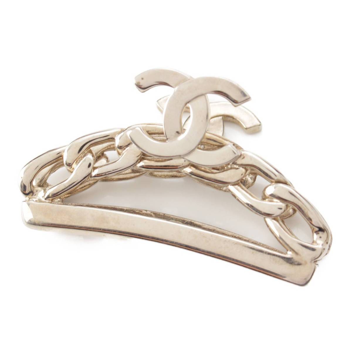 [Chanel] Chanel COCO Mark Chain Hair Clip Barrette Hair Accessory Silver [Used] [Authenticated and Guaranteed Authentic] 205576
