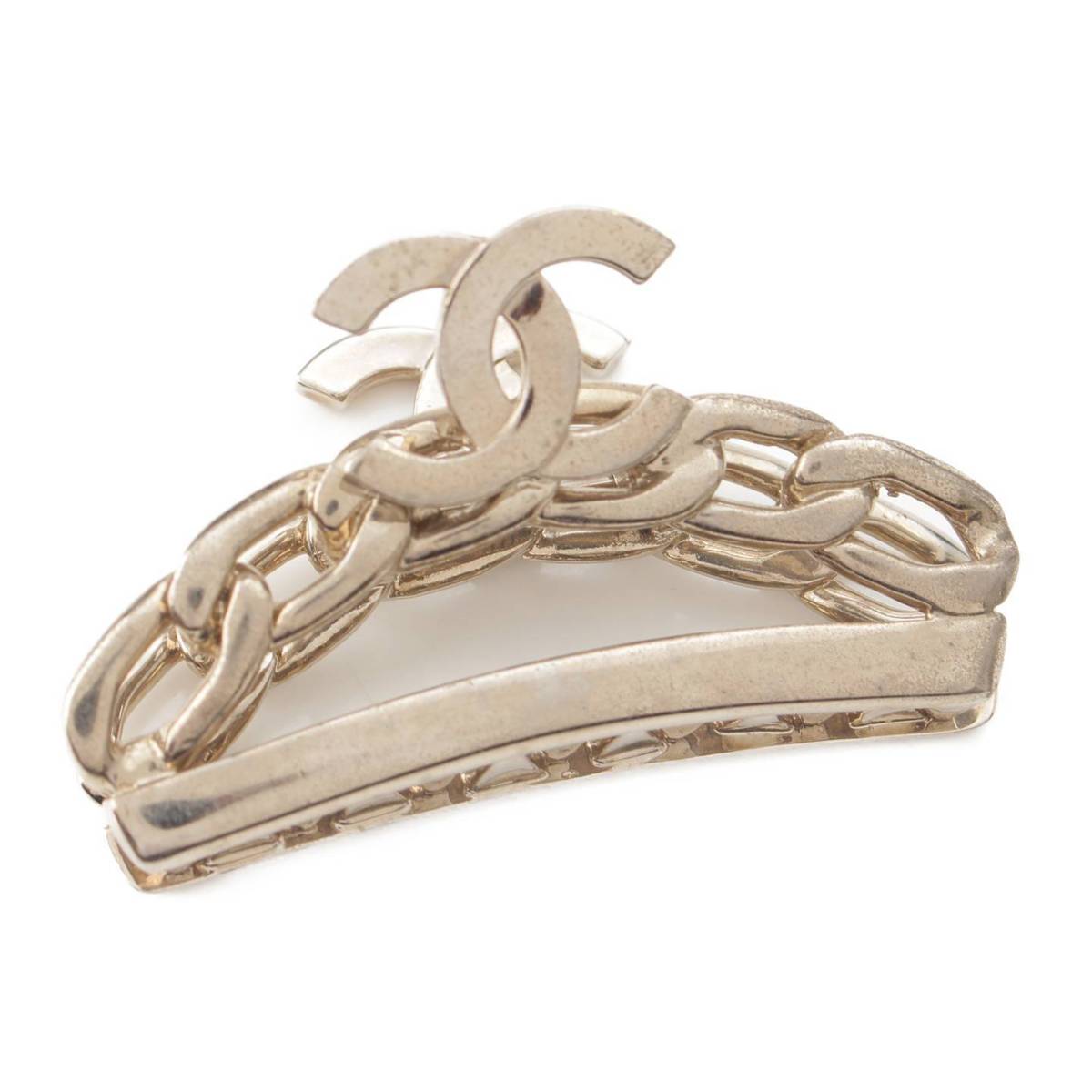 [Chanel] Chanel COCO Mark Chain Hair Clip Barrette Hair Accessory Silver [Used] [Authenticated and Guaranteed Authentic] 205576