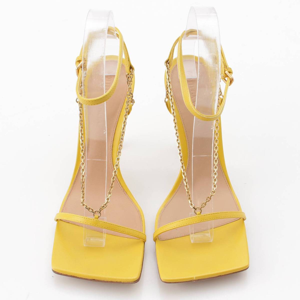 [Bottega Veneta] Bottega Veneta Chain Leather Strap Square Toe Heel Sandals Yellow 37 1/2 [Used] [Authenticated and Guaranteed Authentic] 205735
