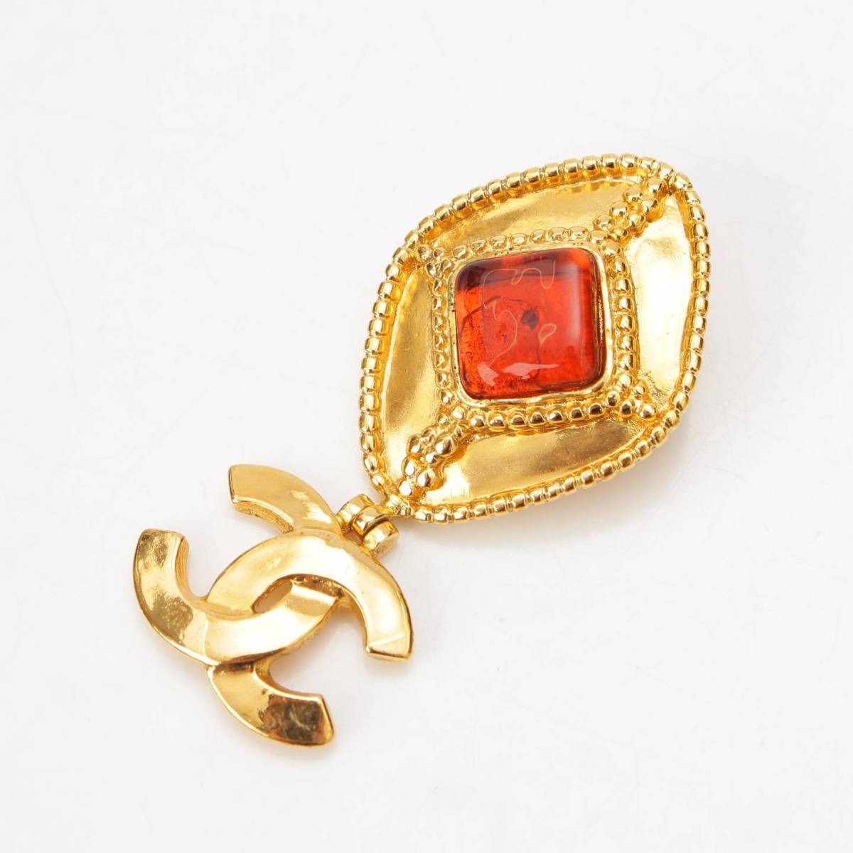 [Chanel] Chanel 96A Gripoie Vintage COCO Mark Brooch Gold x Brown [Used] [Authenticated and Guaranteed Authentic] 205843