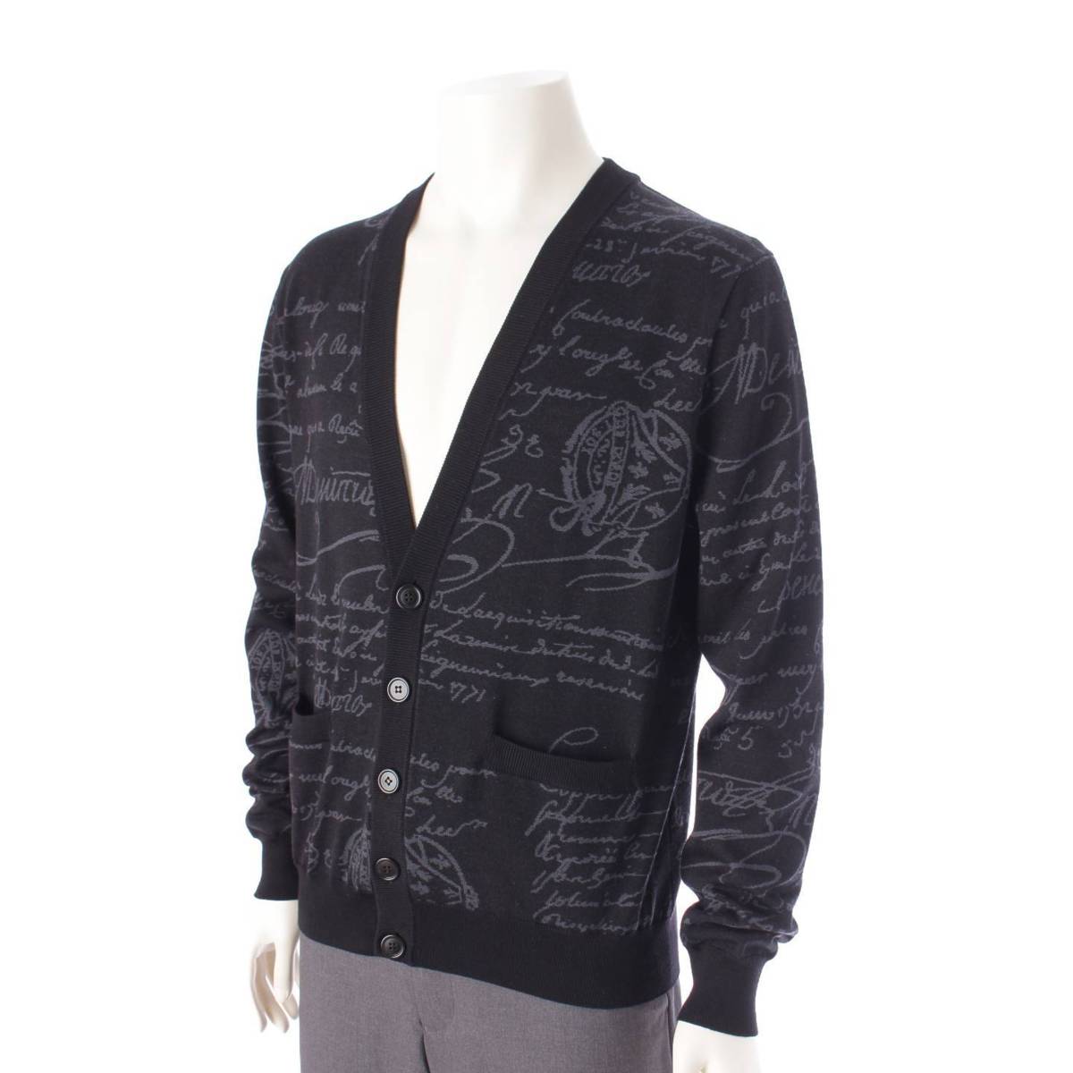 [Berluti] Berluti Men's Scritto Calligraphy Wool Knit Cardigan R19KCL161 Black S [Used] [Authenticated and Guaranteed Authentic] 205905