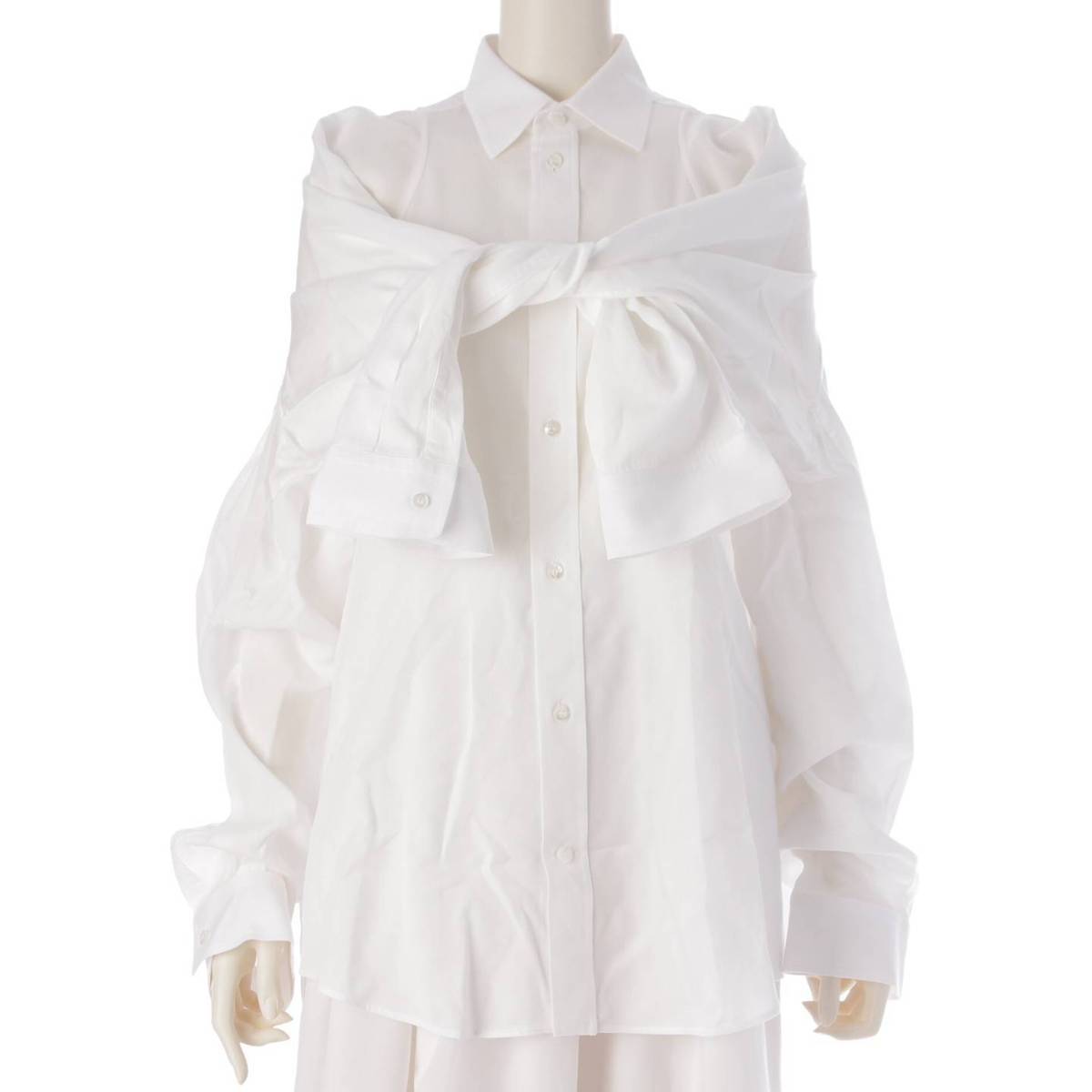 [Balenciaga] Balenciaga 23 logo four-sleeve modified oversized shirt top 768553 white L [Used] [Authenticated and genuine product guaranteed] 206108