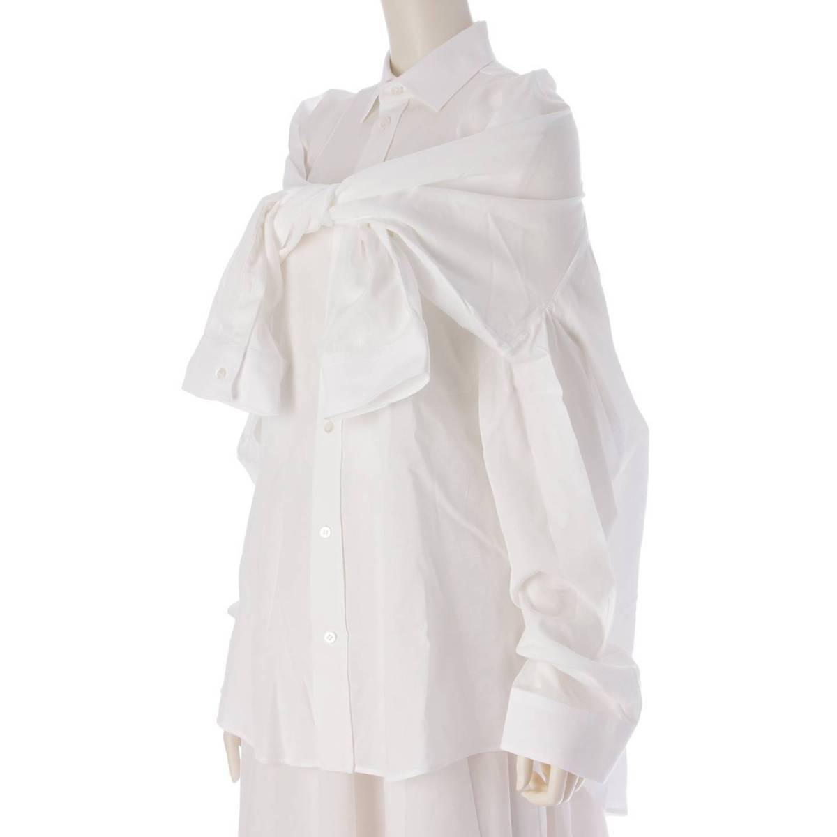 [Balenciaga] Balenciaga 23 logo four-sleeve modified oversized shirt top 768553 white L [Used] [Authenticated and genuine product guaranteed] 206108