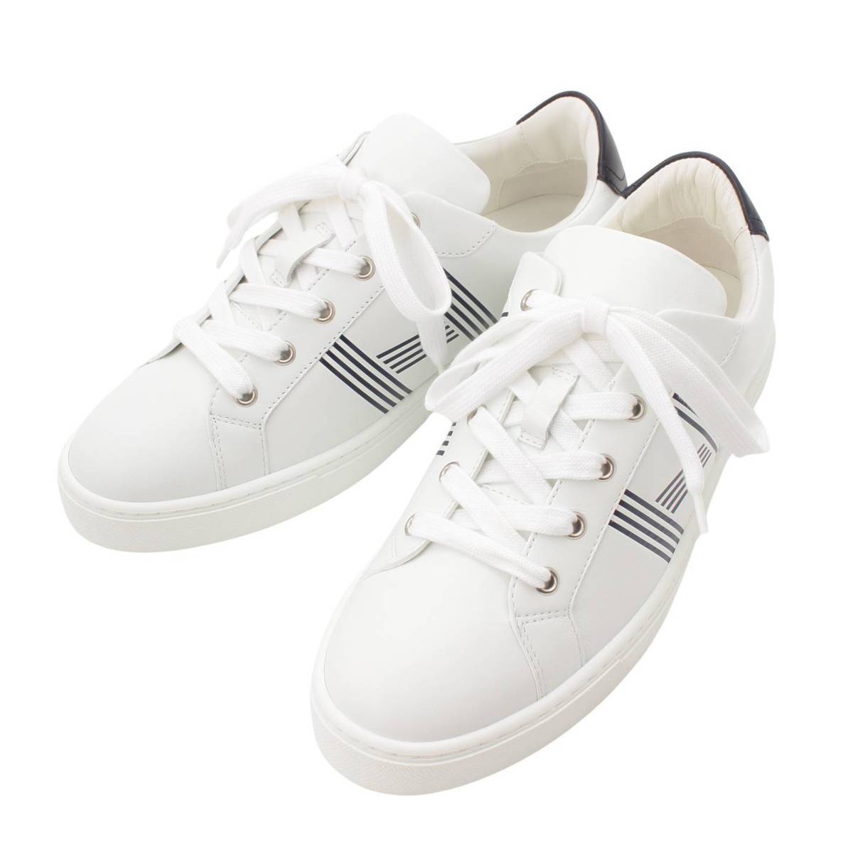 [Hermes] Hermes Avantage Leather Low-Cut Sneakers GN201459ZH White 40 1/2 [Used] [Authenticated and Guaranteed Authentic] 206449
