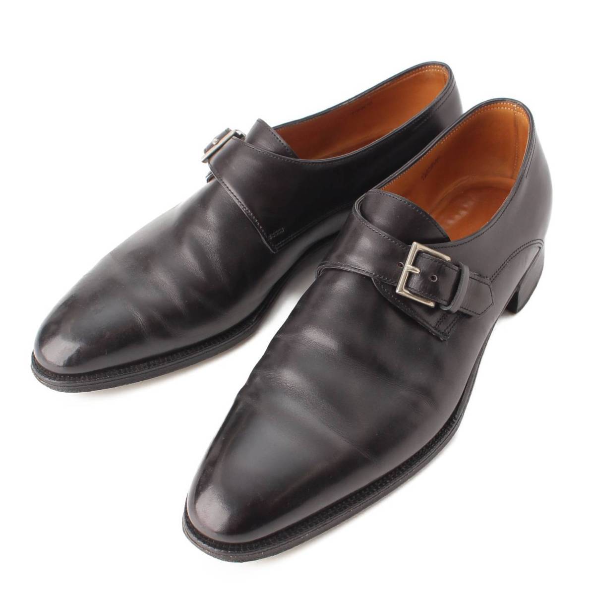 [John Lobb] John Lobb Men's Leather Redmeyer Single Monk Dress Shoes Black 6 1/2 [Used] [Authenticated and Guaranteed Authentic] 206452