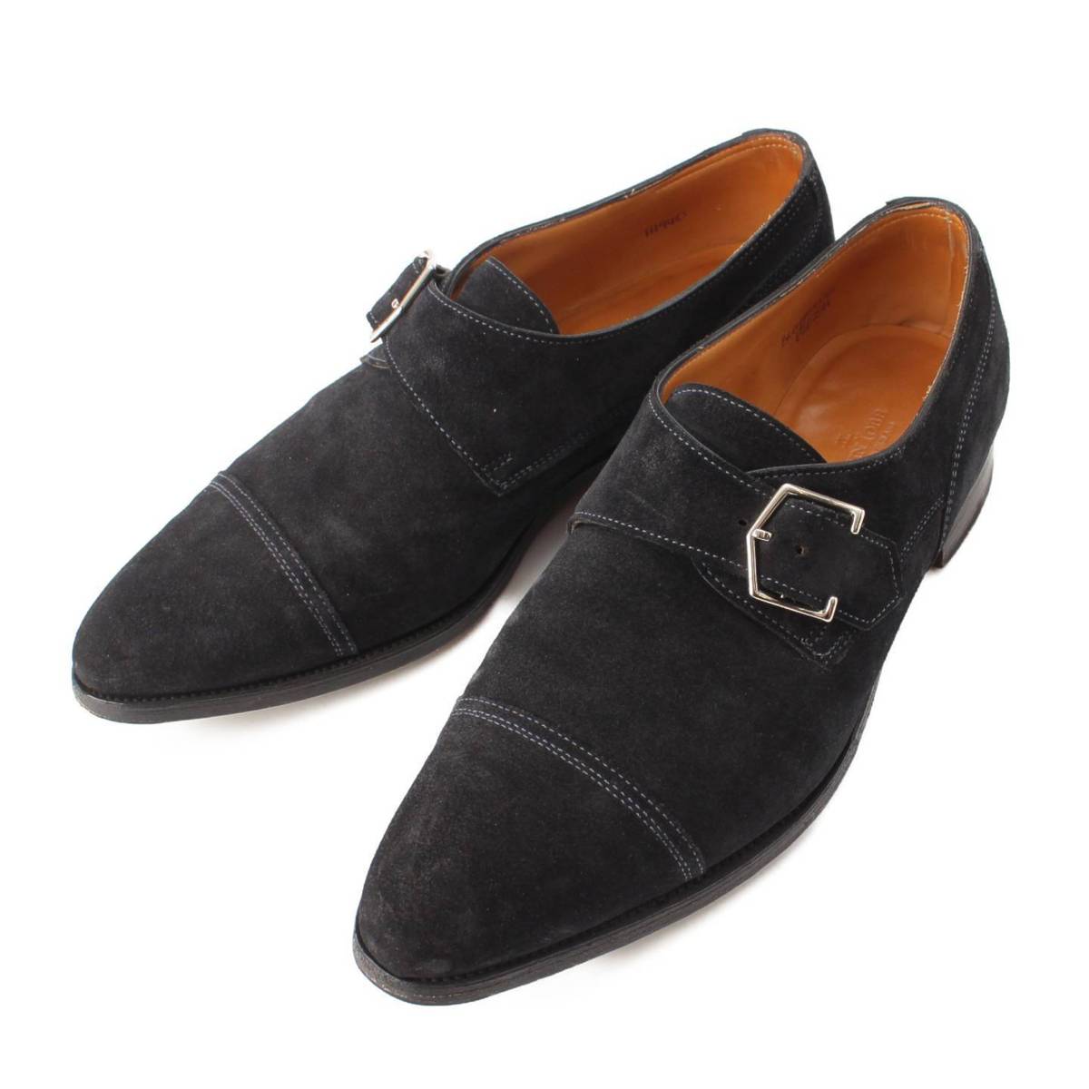 [John Lobb] John Lobb Men's Brenwood Suede Single Monk Loafer Shoes Black 61/2 [Used] [Authenticated and Guaranteed Authentic] 206453