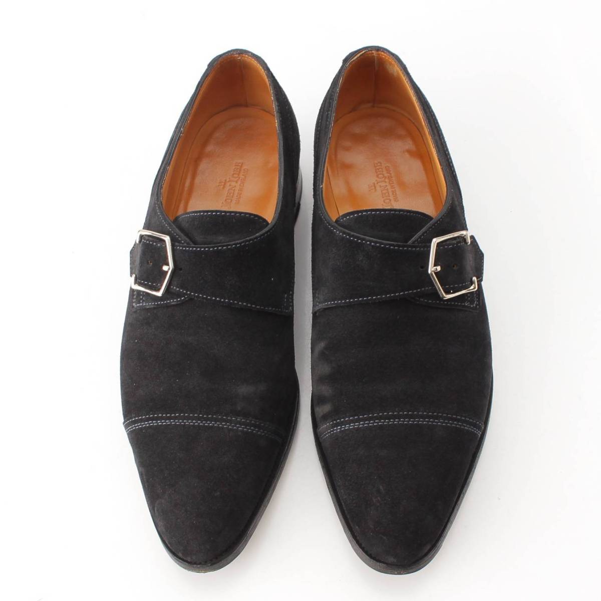 [John Lobb] John Lobb Men's Brenwood Suede Single Monk Loafer Shoes Black 61/2 [Used] [Authenticated and Guaranteed Authentic] 206453