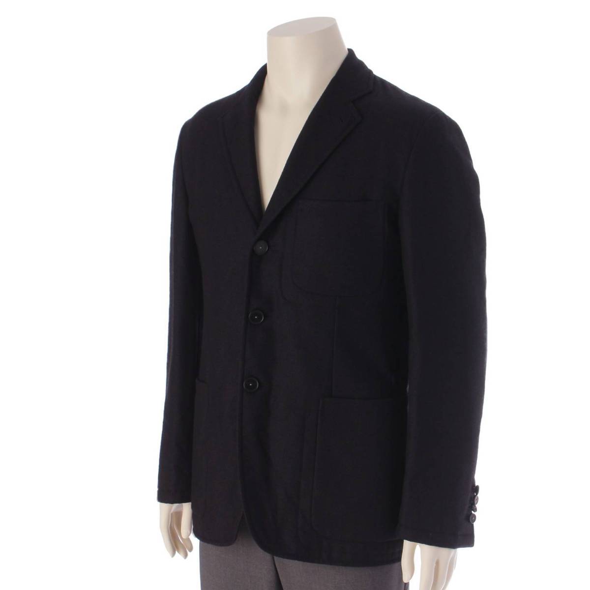 [Hermes] Hermes 2018 Men's Cashmere Quilted Tailored Jacket G9702 Navy 48 [Used] [Authenticated and Guaranteed Authentic] 206465