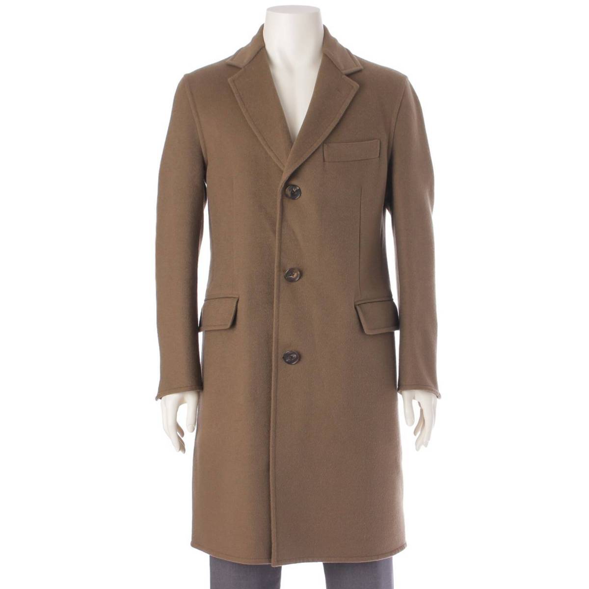 [Hermes] Hermes Men's 2019 Cashmere Chesterfield Long Coat PT99D Charcoal Brown 48 [Used] [Authenticated and Guaranteed Authentic] 206492