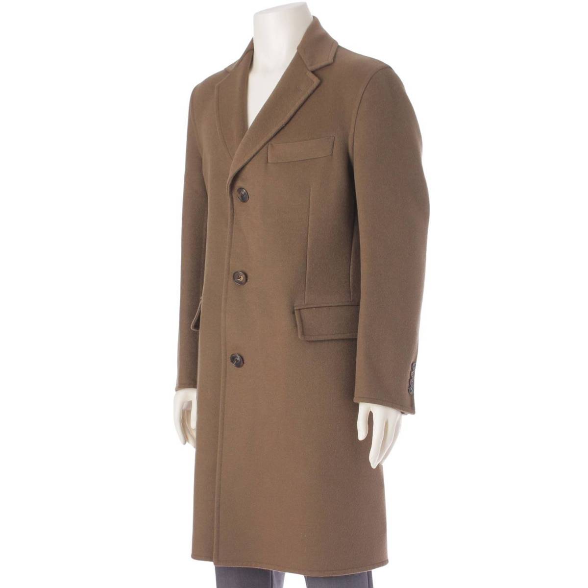 [Hermes] Hermes Men's 2019 Cashmere Chesterfield Long Coat PT99D Charcoal Brown 48 [Used] [Authenticated and Guaranteed Authentic] 206492