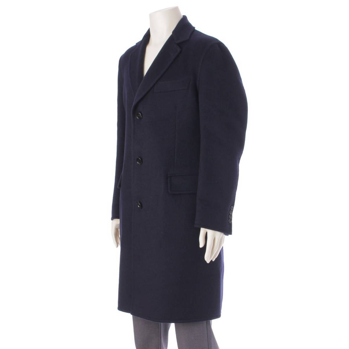 [Hermes] Hermes Men's 2019 Cashmere Chesterfield Long Coat PT99D Navy 48 [Used] [Authenticated and Guaranteed Authentic] 206493