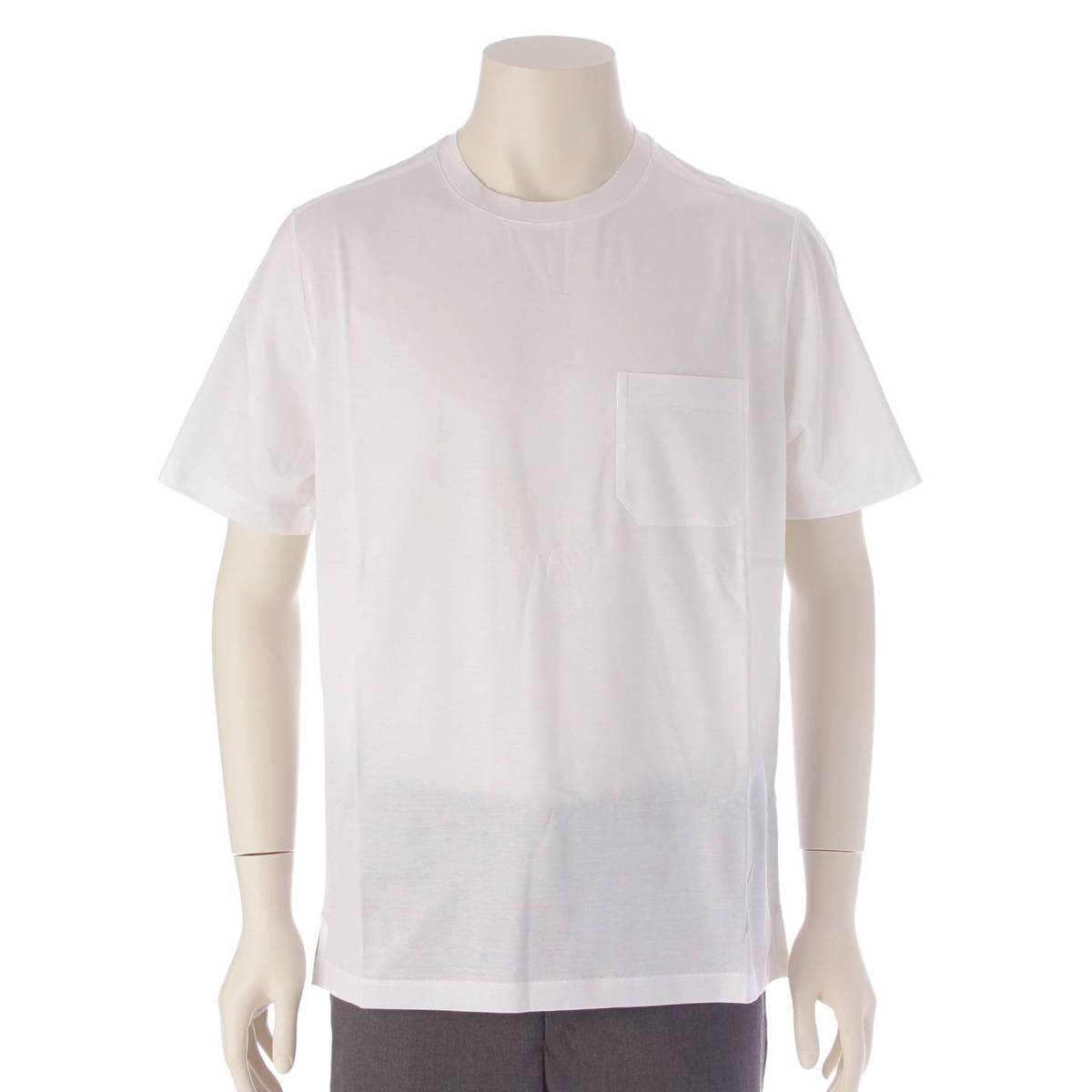 [Hermes] Hermes Men's Cotton Short Sleeve Pocket T-Shirt Cut and Sew Top White M [Used] [Authenticated and Guaranteed Authentic] 206495