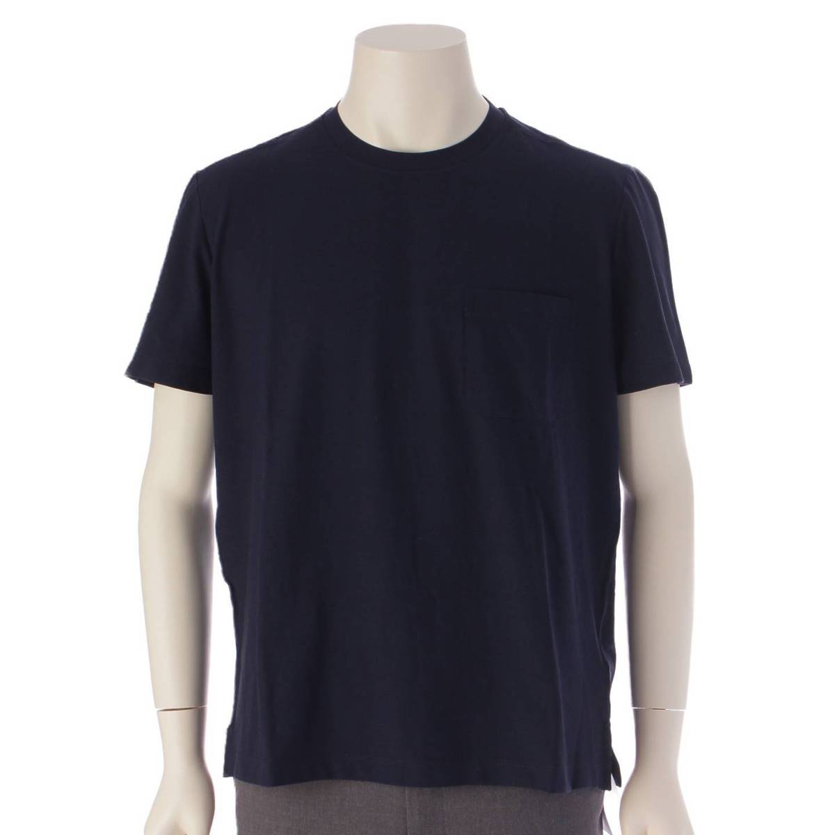 [Hermes] Hermes Men's Cotton Short Sleeve Pocket T-Shirt Cut and Sew Top Navy M [Used] [Authenticated and Guaranteed Authentic] 206497
