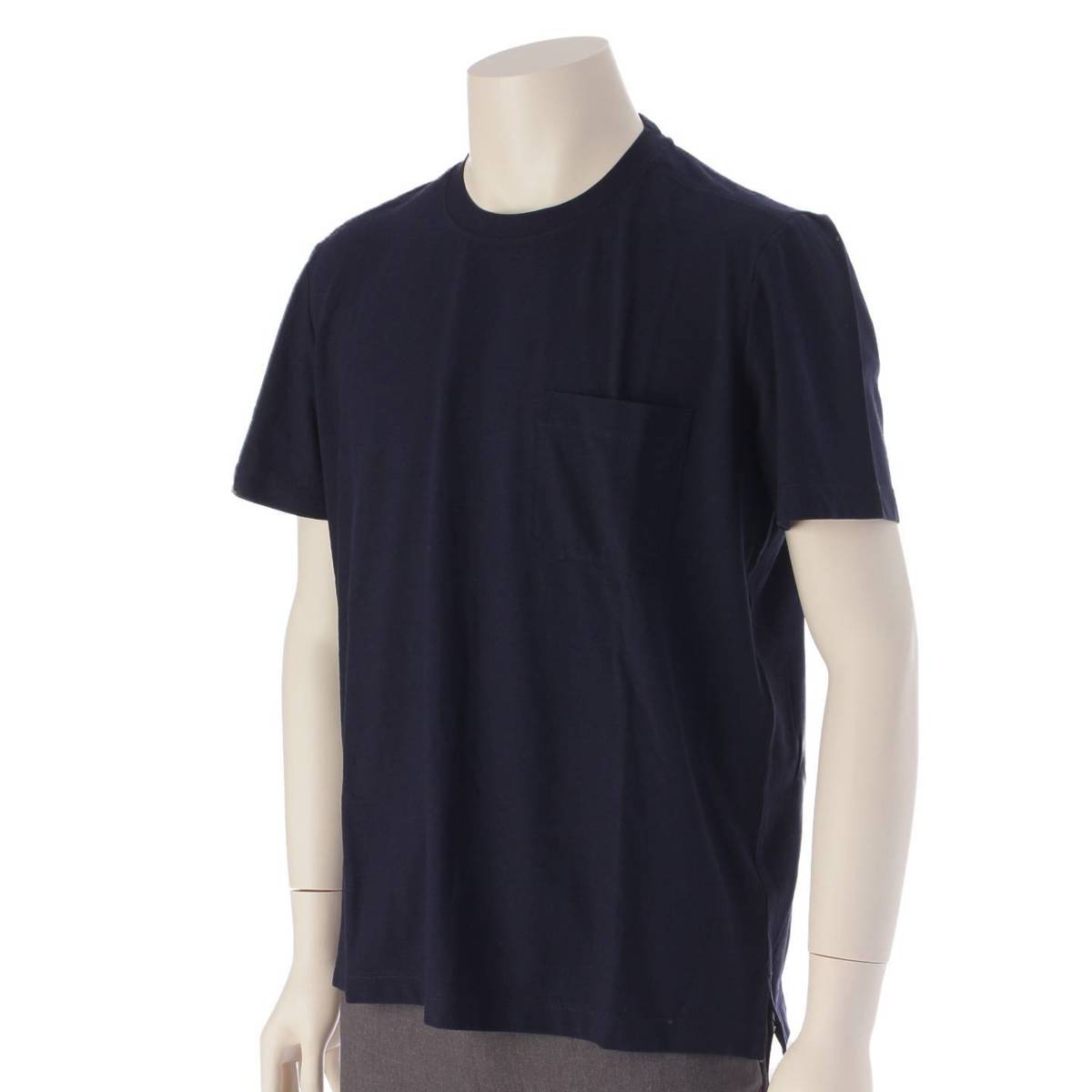 [Hermes] Hermes Men's Cotton Short Sleeve Pocket T-Shirt Cut and Sew Top Navy M [Used] [Authenticated and Guaranteed Authentic] 206497