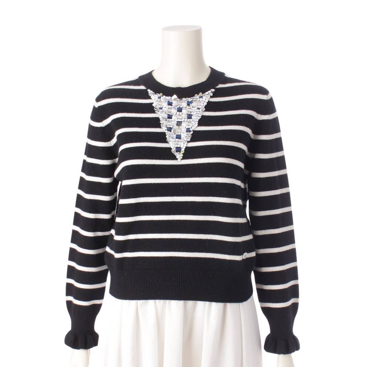 [Chanel] Chanel COCO Mark Sequin Cashmere Pullover Knit P74115 Black 36 [Used] [Authenticated and Guaranteed Authentic] 206681