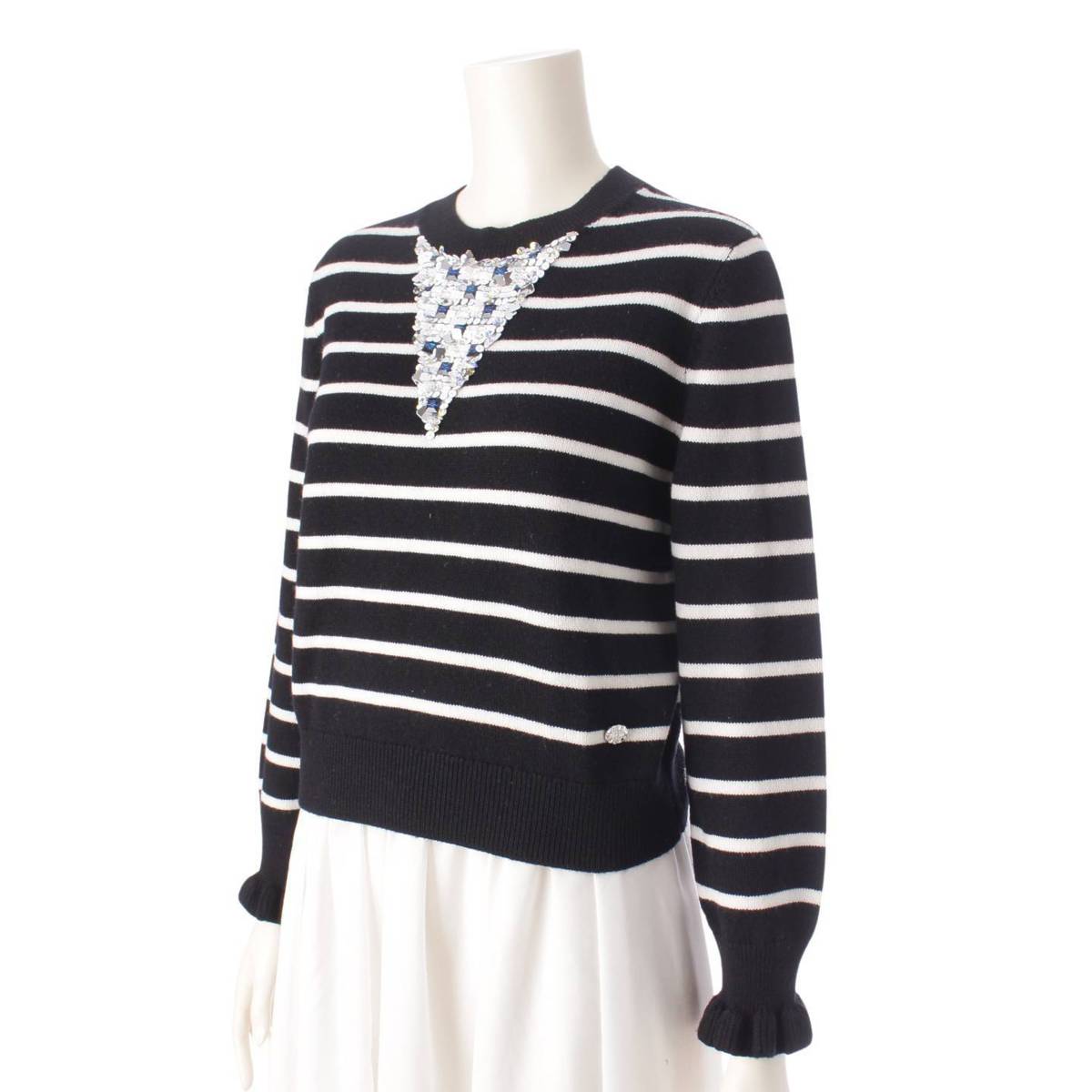 [Chanel] Chanel COCO Mark Sequin Cashmere Pullover Knit P74115 Black 36 [Used] [Authenticated and Guaranteed Authentic] 206681