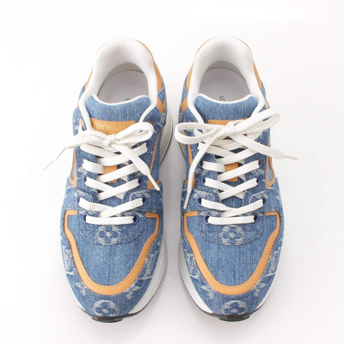 [Louis Vuitton] Louis Vuitton Runaway Monogram Denim Sneakers 1ACHR3 GO1213 Blue 36 [Used] [Authenticated and Guaranteed Authentic] 206798