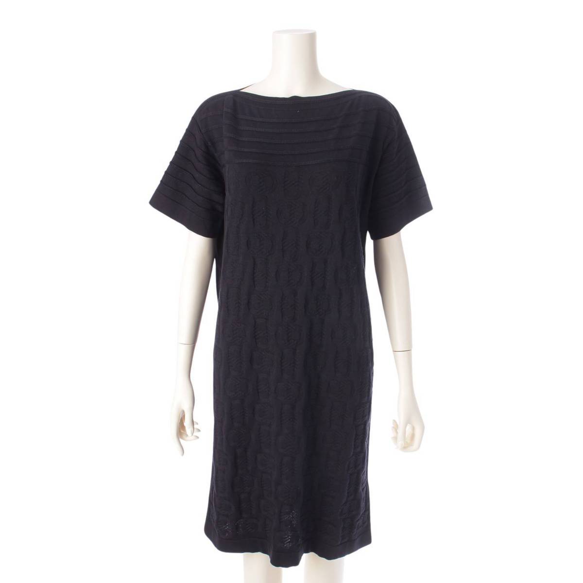 [Hermes] Hermes 23 years old Silk blend Chaine d'Ancre knit dress Black 34 [Used] [Authenticated and genuine product guaranteed] 206814