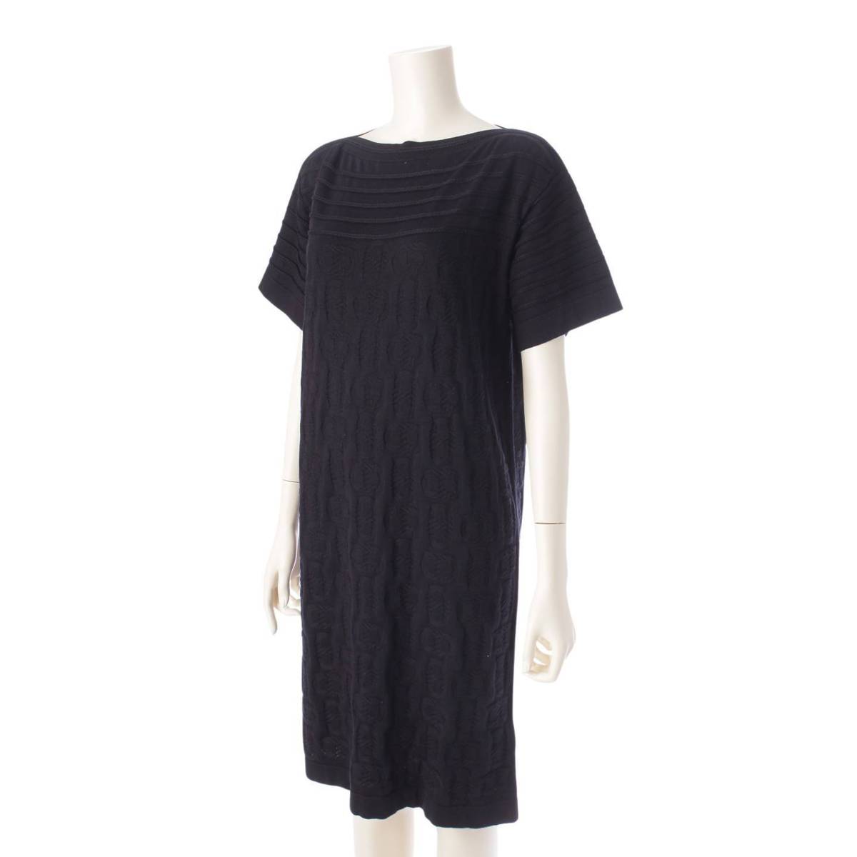 [Hermes] Hermes 23 years old Silk blend Chaine d'Ancre knit dress Black 34 [Used] [Authenticated and genuine product guaranteed] 206814