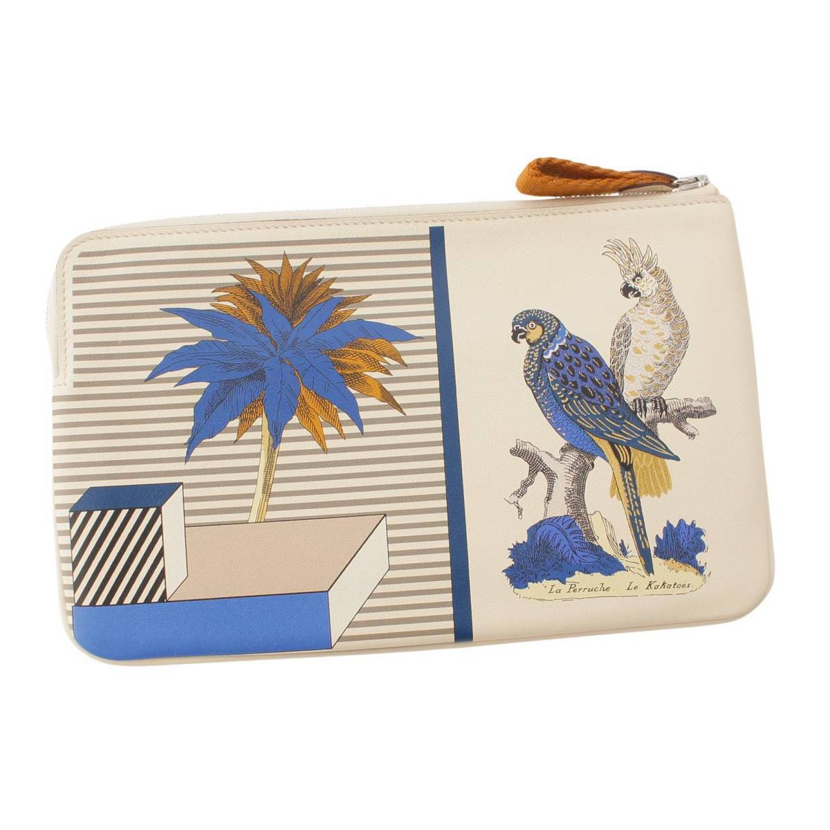 [Hermes] Hermes U engraved Grand Theatre Nouveau Carré Pocket Swift Long Pouch Nata Ivory [Used] [Authenticated and genuine product guaranteed] 206831