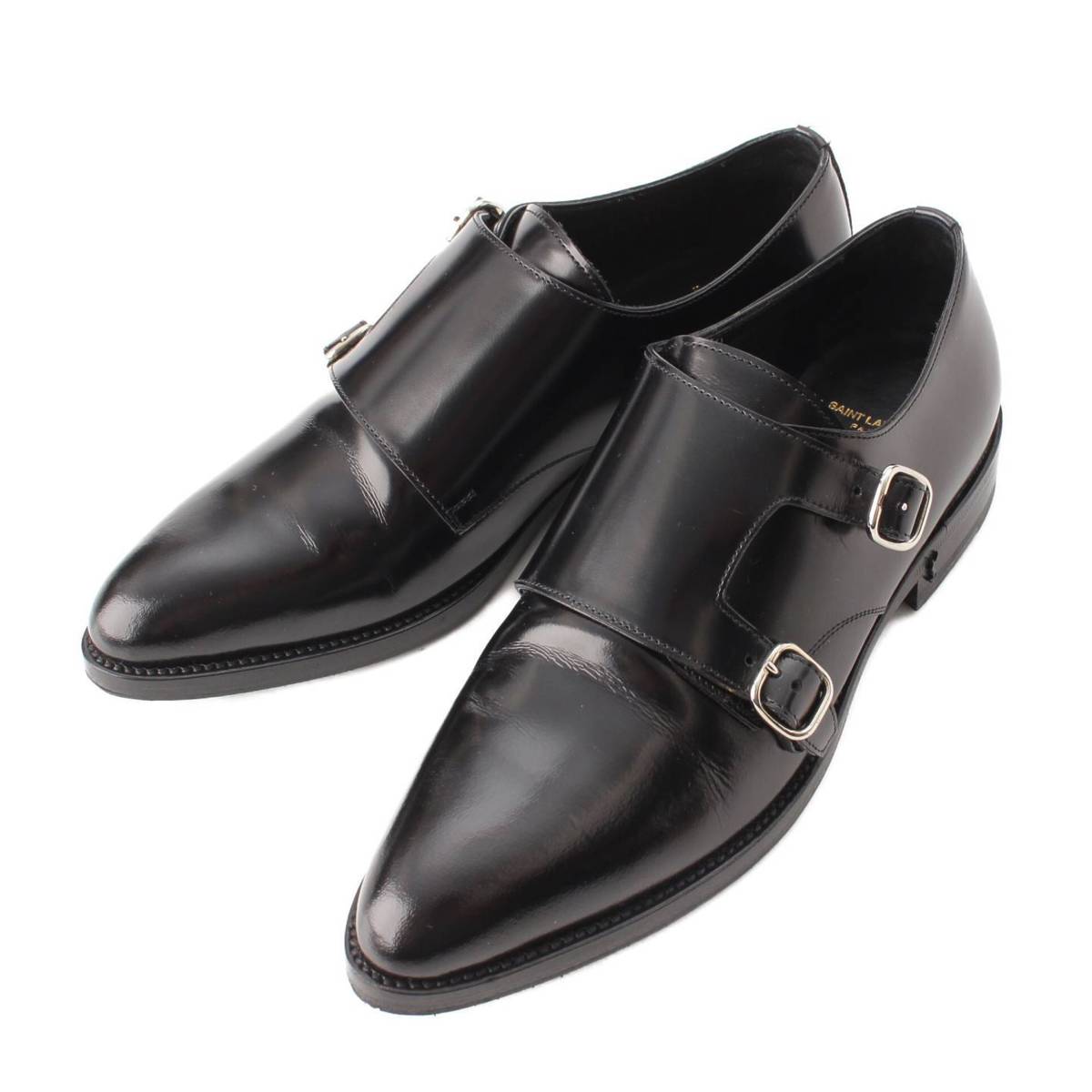 [Saint Laurent] SAINT LAURENT Double Monk Strap Leather Dress Shoes 472075 Black 36 [Used] [Authenticated and Guaranteed Authentic] 206912