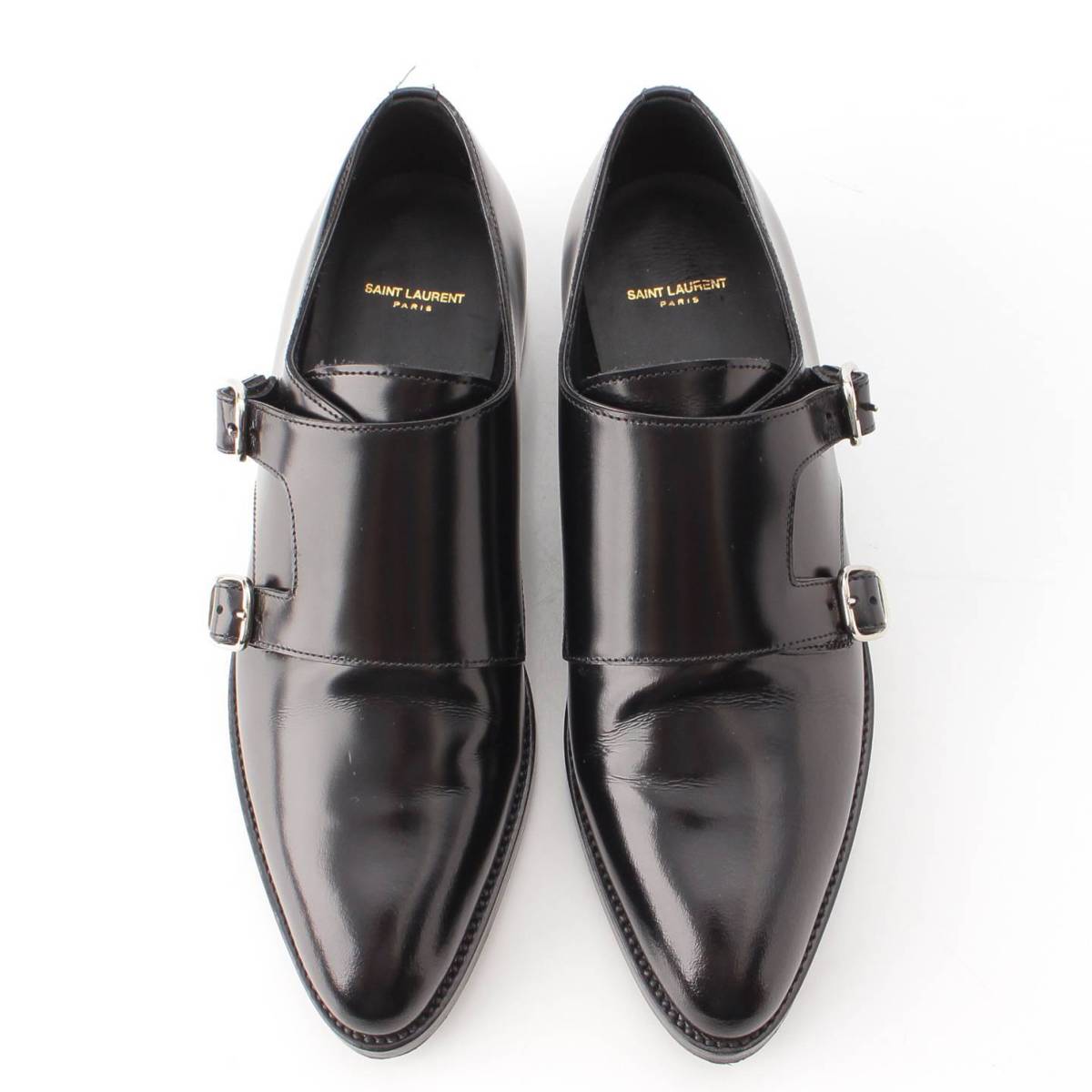 [Saint Laurent] SAINT LAURENT Double Monk Strap Leather Dress Shoes 472075 Black 36 [Used] [Authenticated and Guaranteed Authentic] 206912