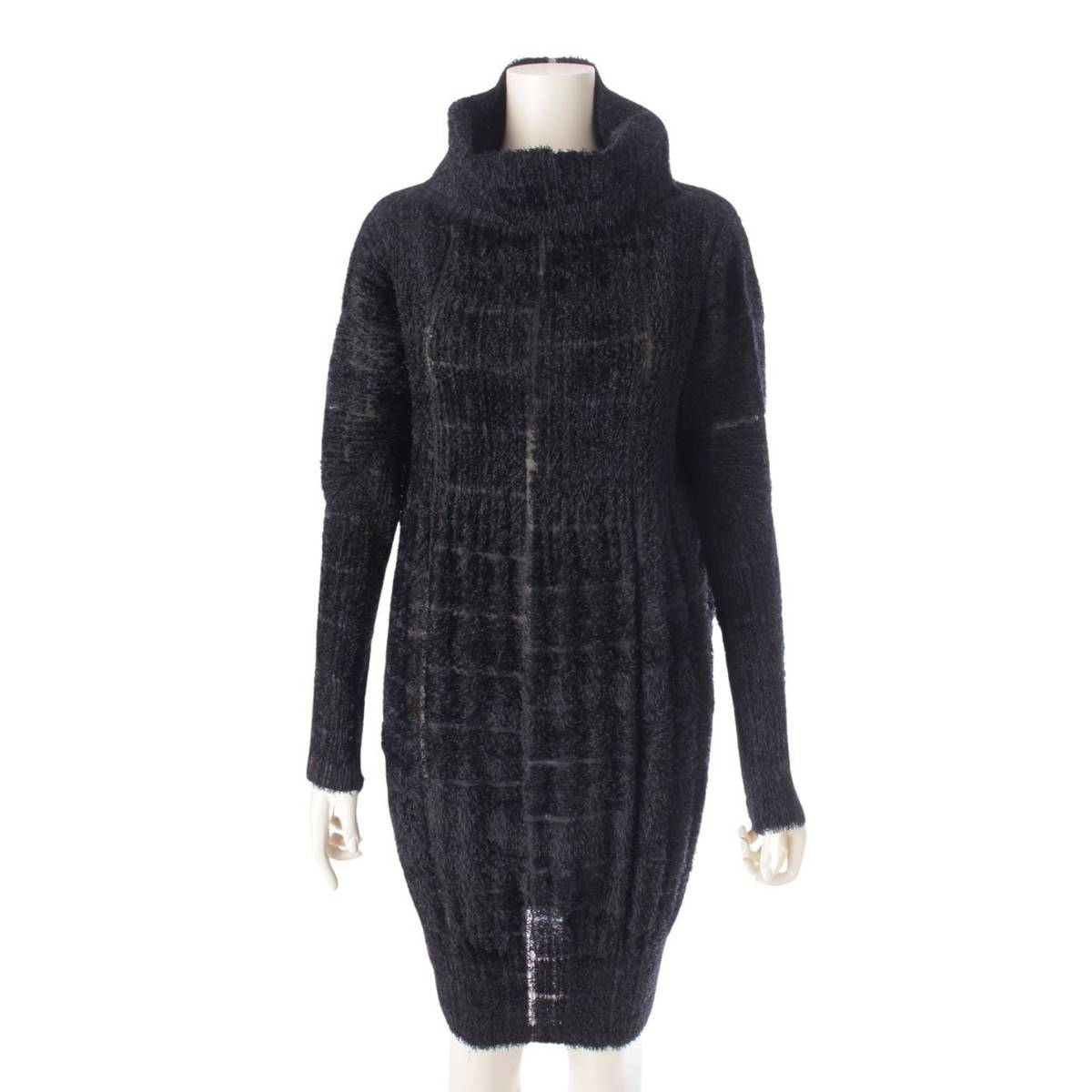 [Issey Miyake] Issey Miyake brushed material high neck see-through long sleeve dress top PP43-JT825 Black 3 [Used] [Authenticated and genuine product guaranteed] 206993