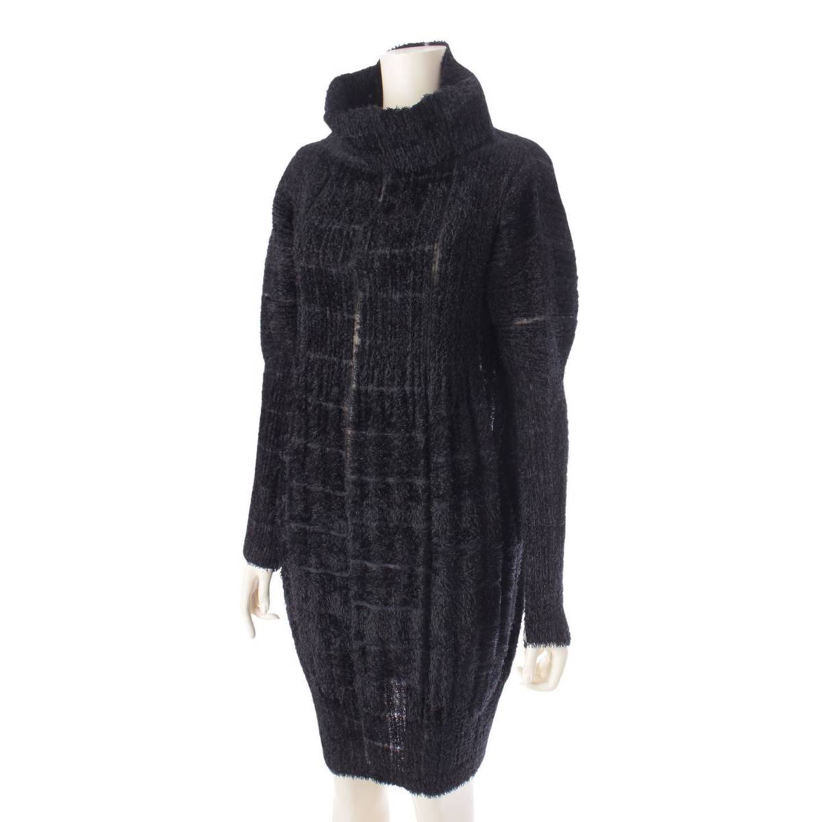 [Issey Miyake] Issey Miyake brushed material high neck see-through long sleeve dress top PP43-JT825 Black 3 [Used] [Authenticated and genuine product guaranteed] 206993