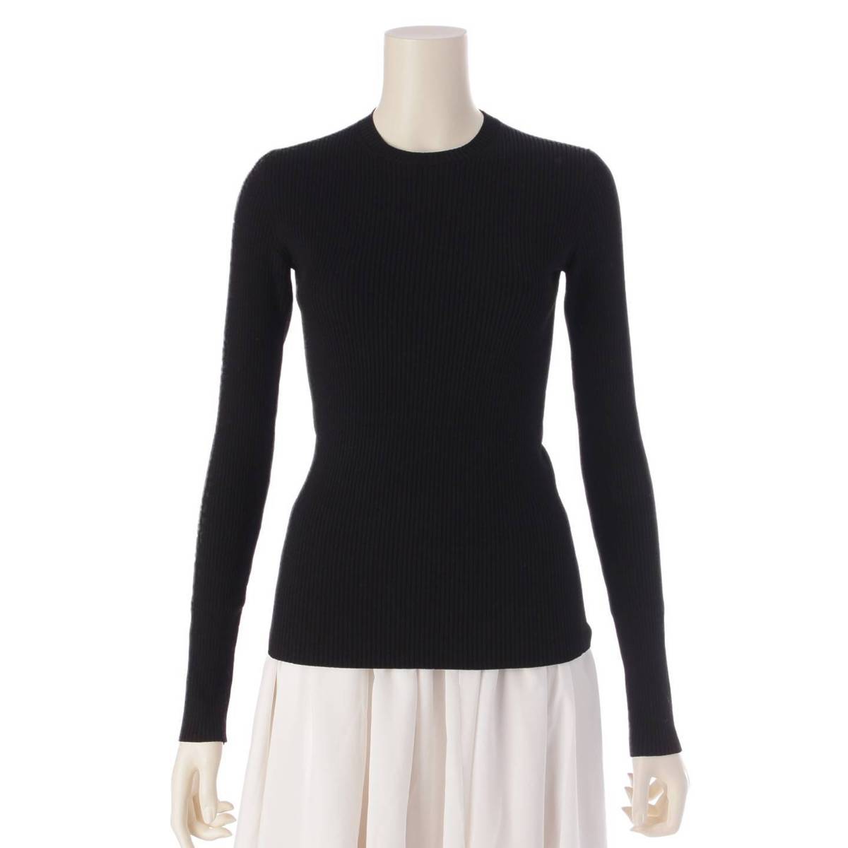 [Balenciaga] Balenciaga Back Logo Long Sleeve Knit Sweater Top 529239 Black 36 [Used] [Authenticated/Genuine Product Guaranteed] 207018