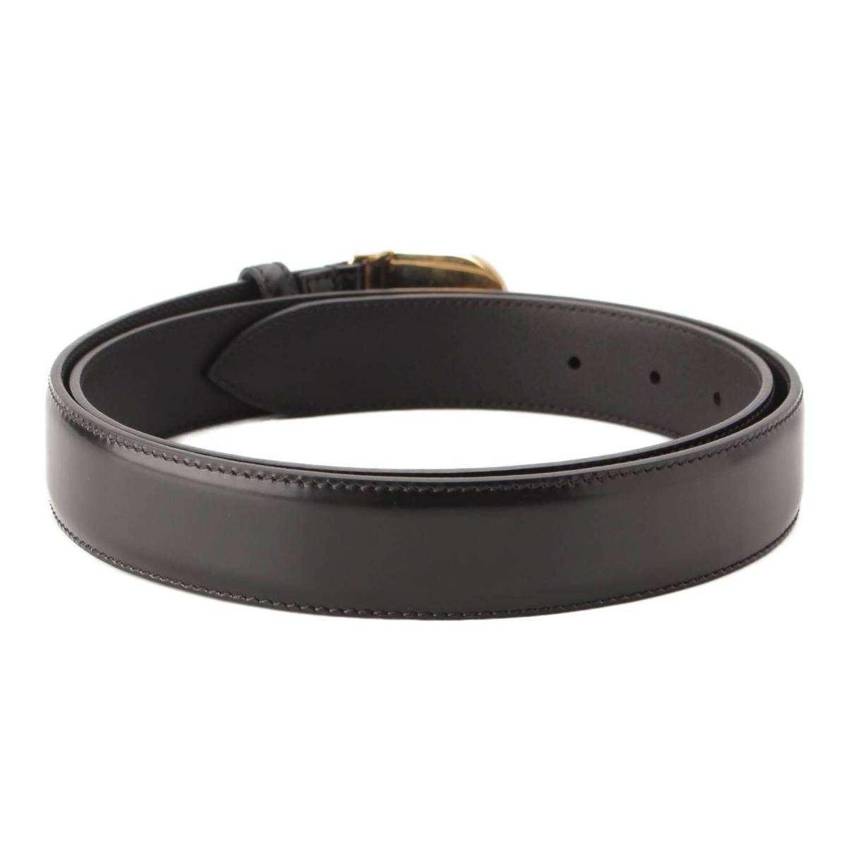 [Gucci] Gucci Men's Leather Logo Plate Belt 547754 Black 95/38 [Used] [Authenticated and Guaranteed Authentic] 207162